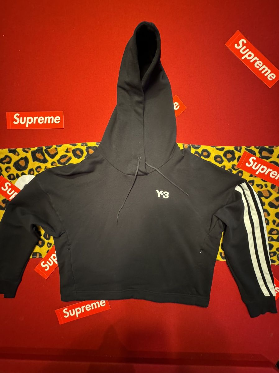 image of Y-3 X Adidas Ch-1 Cropped Hoodie in Black, Women's (Size Small)