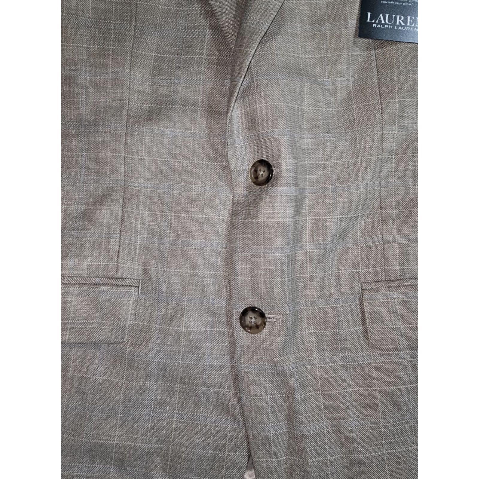 Ralph Lauren Ralph Lauren Mens Blazer Sz 38R Ultraflex Lexington Two-Button Single-Breasted Tan/Blue Check NWT Size 38R - 4 Thumbnail
