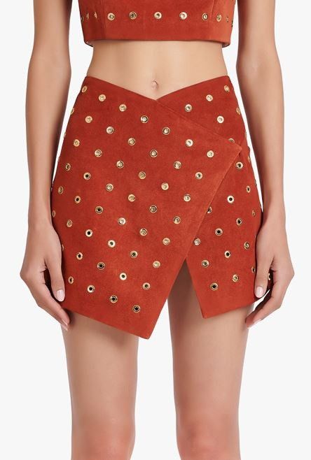 Balmain o1y0625 Mini Skirt in Brown Size 27" / US 4 / IT 40 - 3 Thumbnail