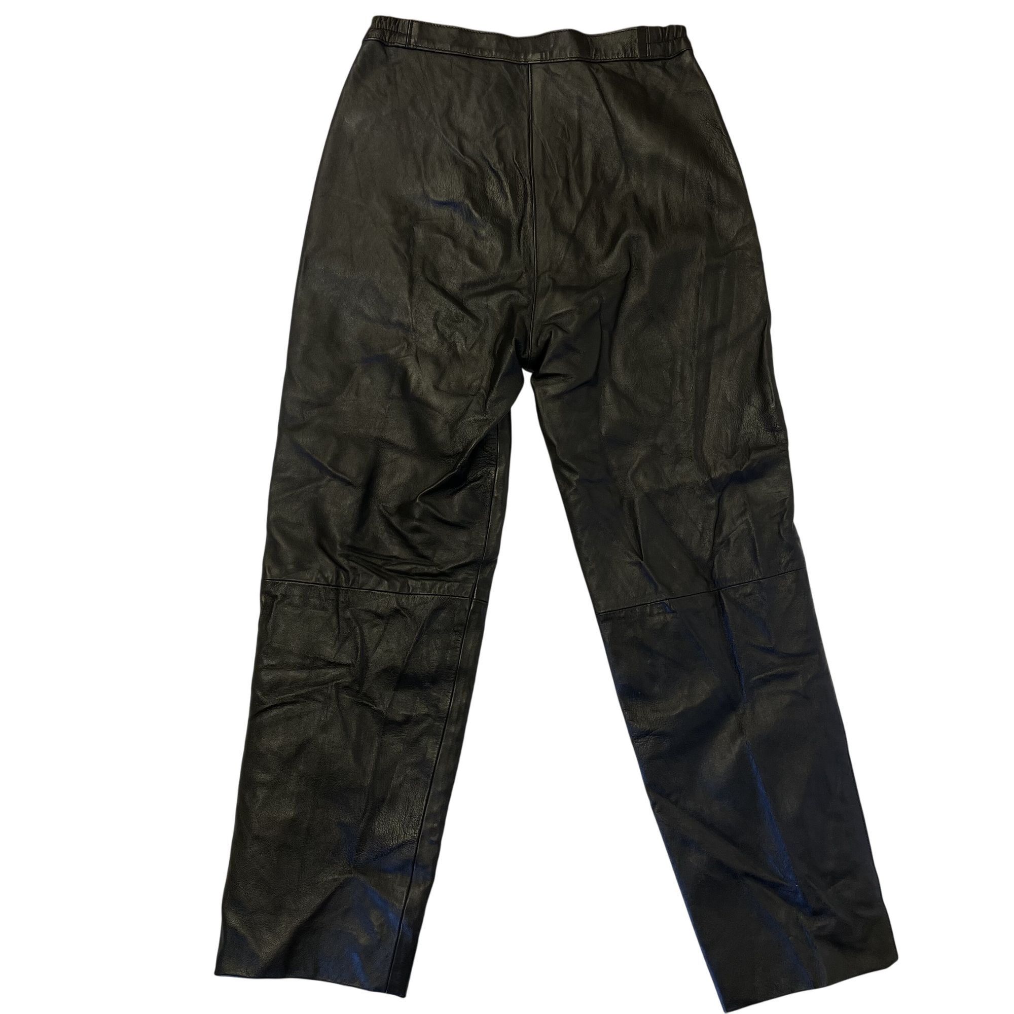 Other Vtg Leather STRAIGHT LEG Pants PLEATED Trousers Size 32" / US 10 / IT 46 - 2 Thumbnail