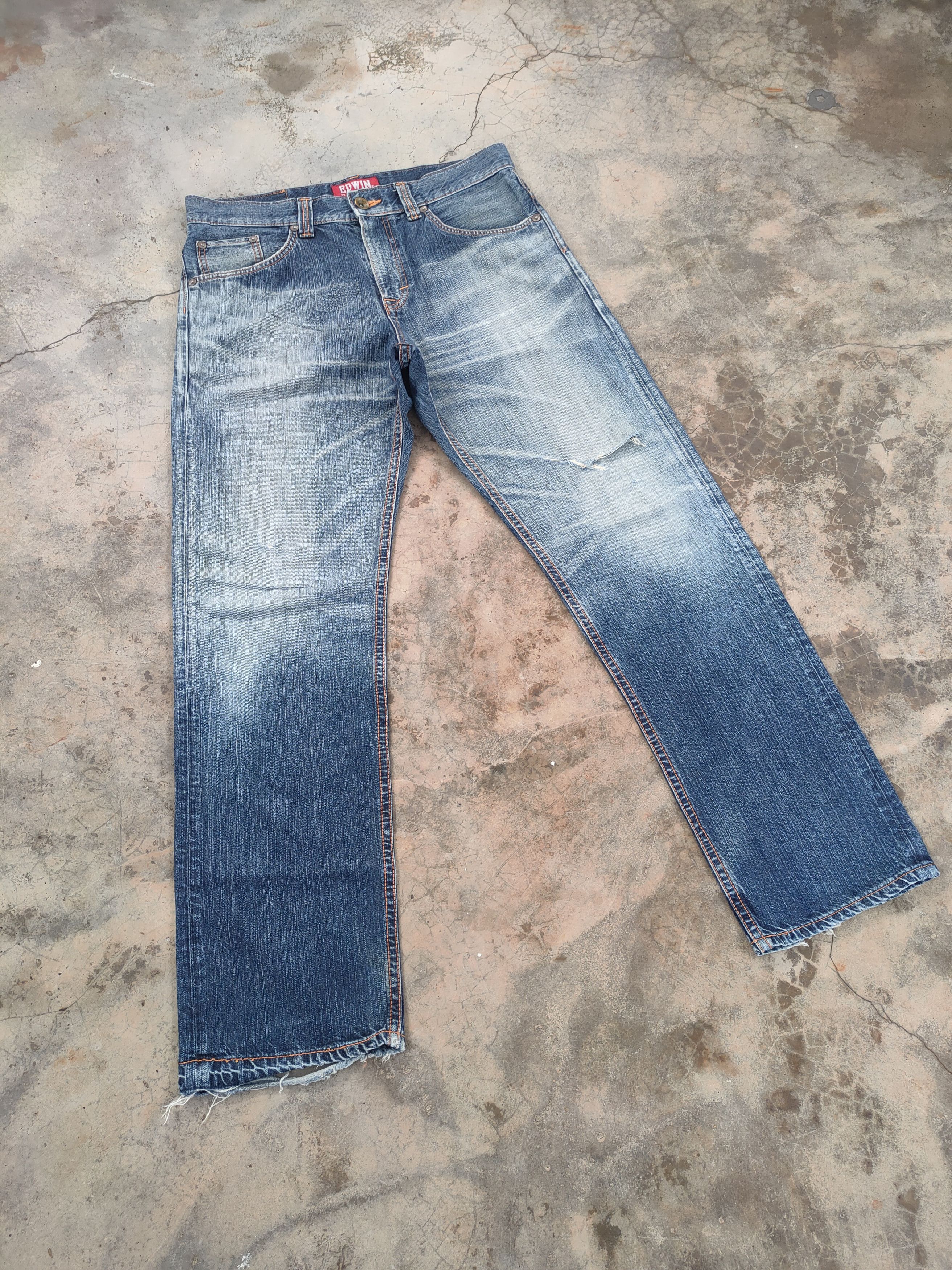 Edwin VINTAGE EDWIN XV FADED RIPPED JEANS DENIM PANTS Size US 37 - 1 Thumbnail