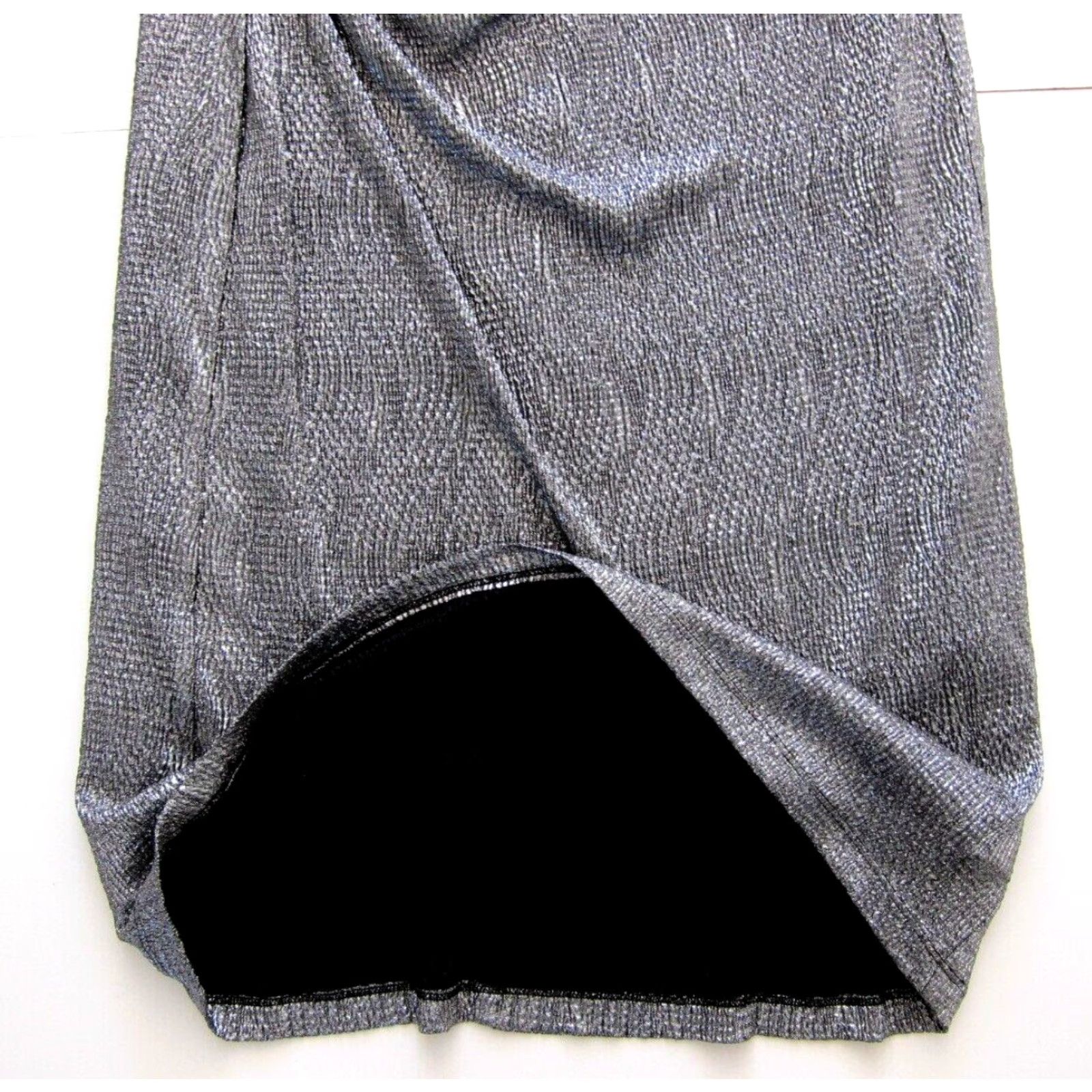 Vintage VINTAGE R&M Richards Silver Cap Sleeve Sheath Dress 12 Women's Dress Silver Ruched Stretch Cap Sleeve Midi Dress 12 Size XL / US 12-14 / IT 48-50 - 7 Thumbnail
