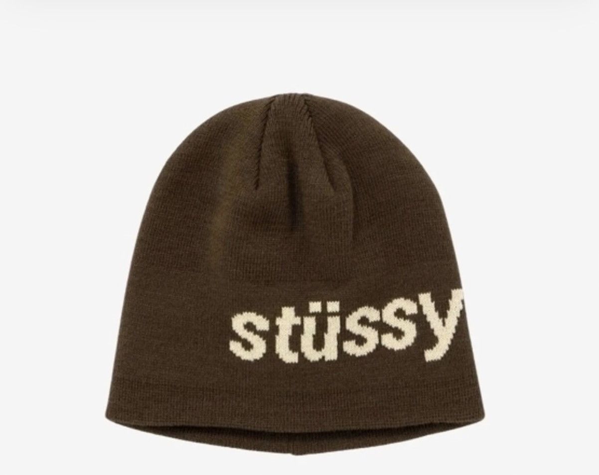 Stussy Stussy Helvetica Jacquard Beanie - Brown Size ONE SIZE - 1 Preview