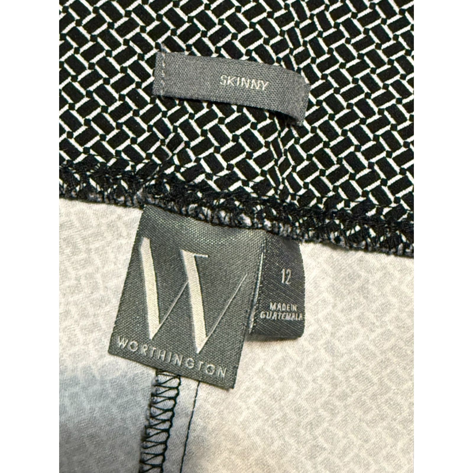 Worthington Worthington Pants Women's Size 12 Black White Skinny High Rise Pull On Jeans? Size 34" / US 12 / IT 48 - 4 Thumbnail