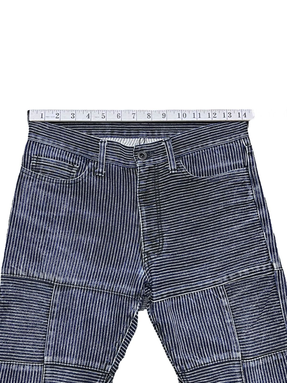 Self Edge RUPERT THE DIFFERENCE Hickory Stripes Patchwork Flare Denim Size US 28 / EU 44 - 12 Thumbnail