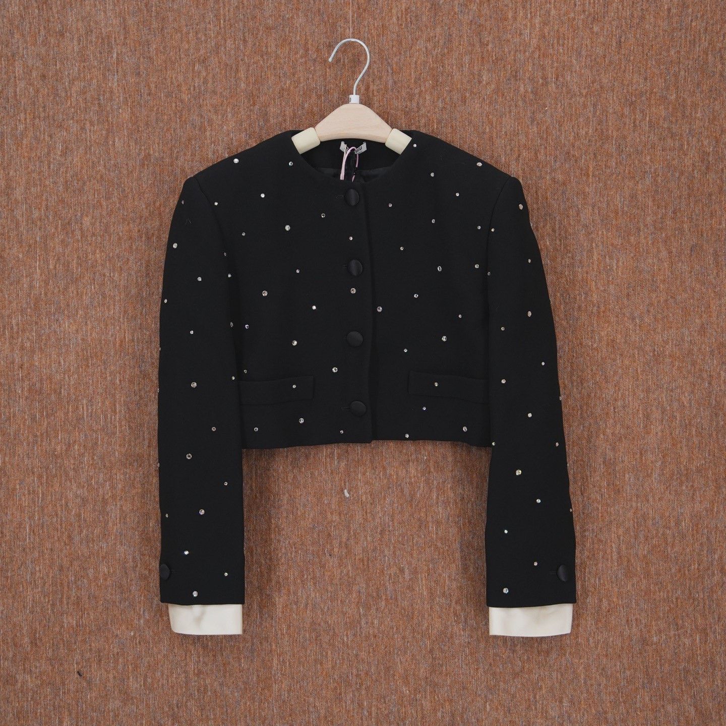 Miu Miu MIU MIU Crystal-Embellished Single-Breasted Cropped Jacket Size M / US 6-8 / IT 42-44 - 1 Thumbnail