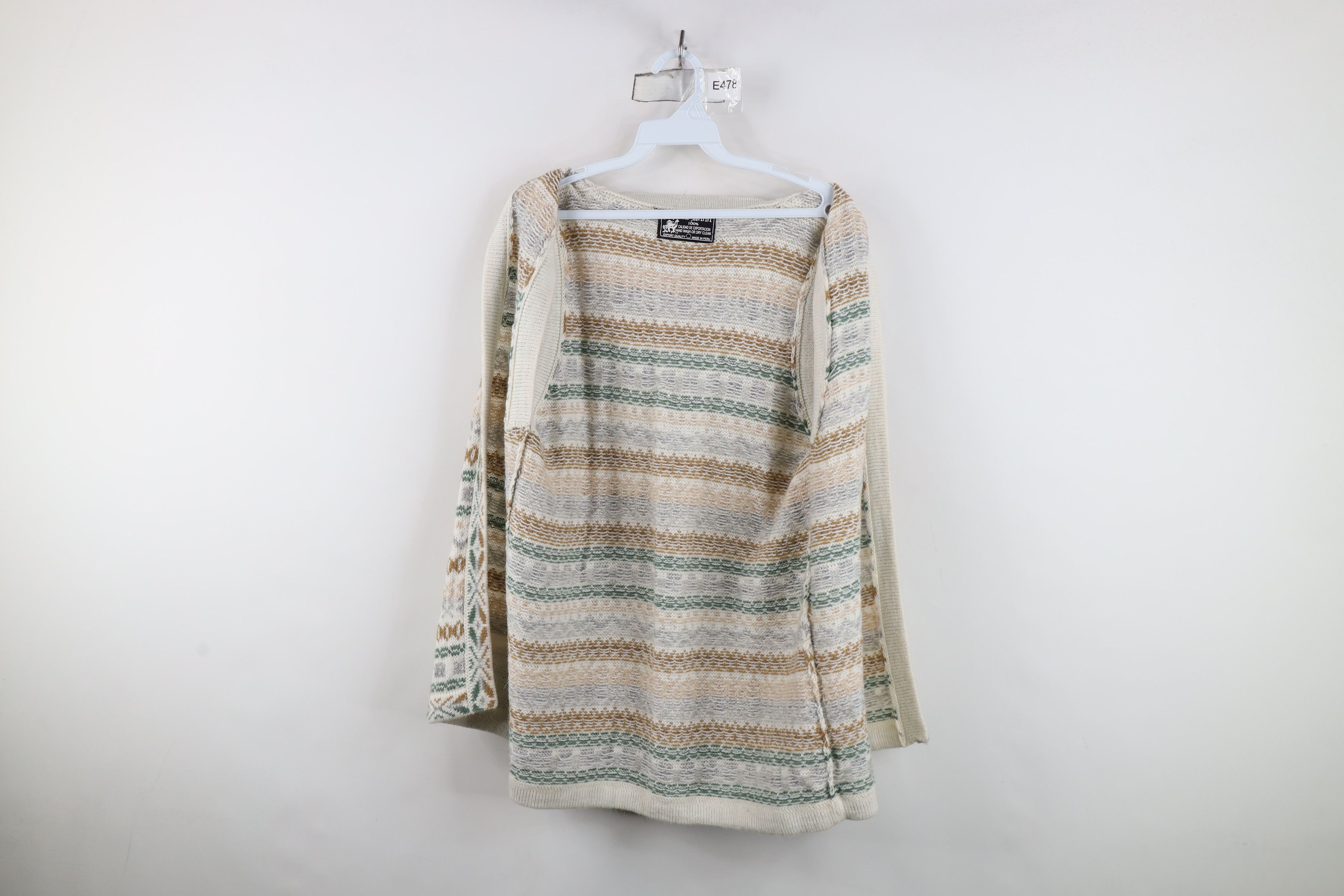 Vintage Vintage 90s Wool Knit Fair Isle Open Front Cardigan Sweater Size M / US 6-8 / IT 42-44 - 8 Thumbnail