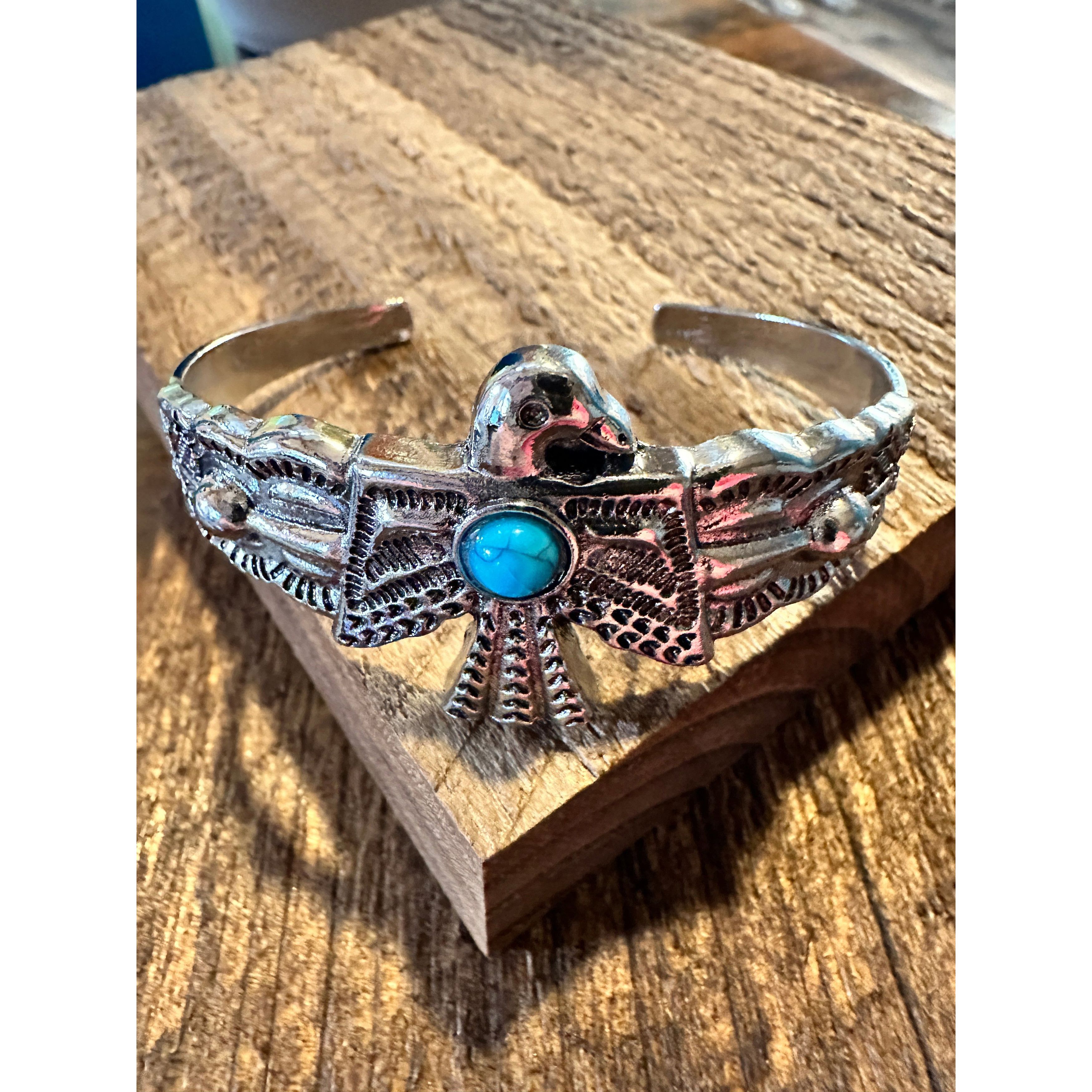 Other Vintage Bohemian Thunderbird Bangle Bracelet with Turquoise Size ONE SIZE - 9 Thumbnail