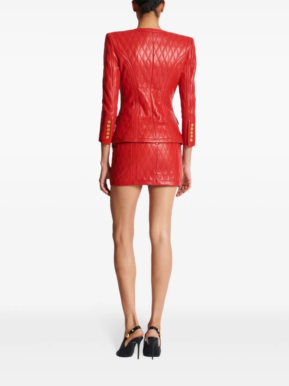 Balmain o1s1wg111225 Padded Leather Jacket in Red Size M / US 6-8 / IT 42-44 - 6 Thumbnail