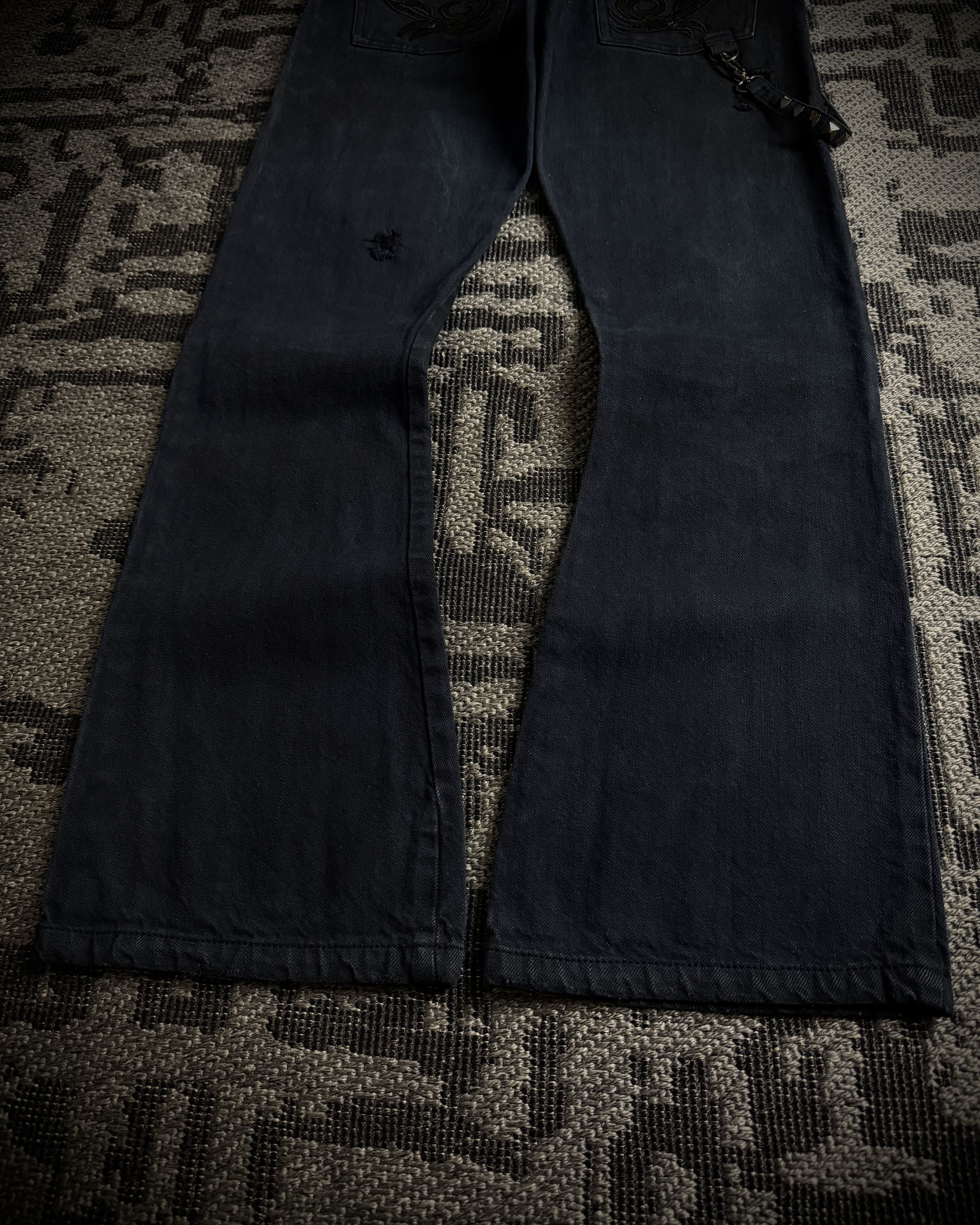 In The Attic In The Attic Rock Studded Strap Distressed Flare Denim Size US 31 - 10 Thumbnail