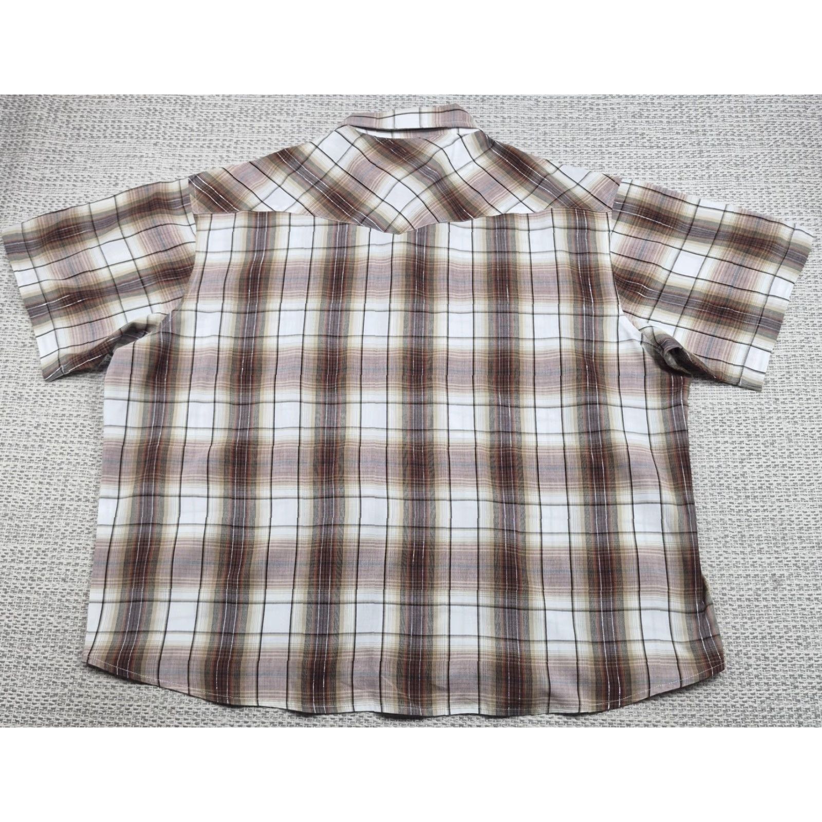 Vintage VTG Rustler Pearl Snap Shirt Mens 2XL Brown Plaid Short Sleeve Western Cowboy Shirt Size US XXL / EU 58 / 5 - 6 Thumbnail
