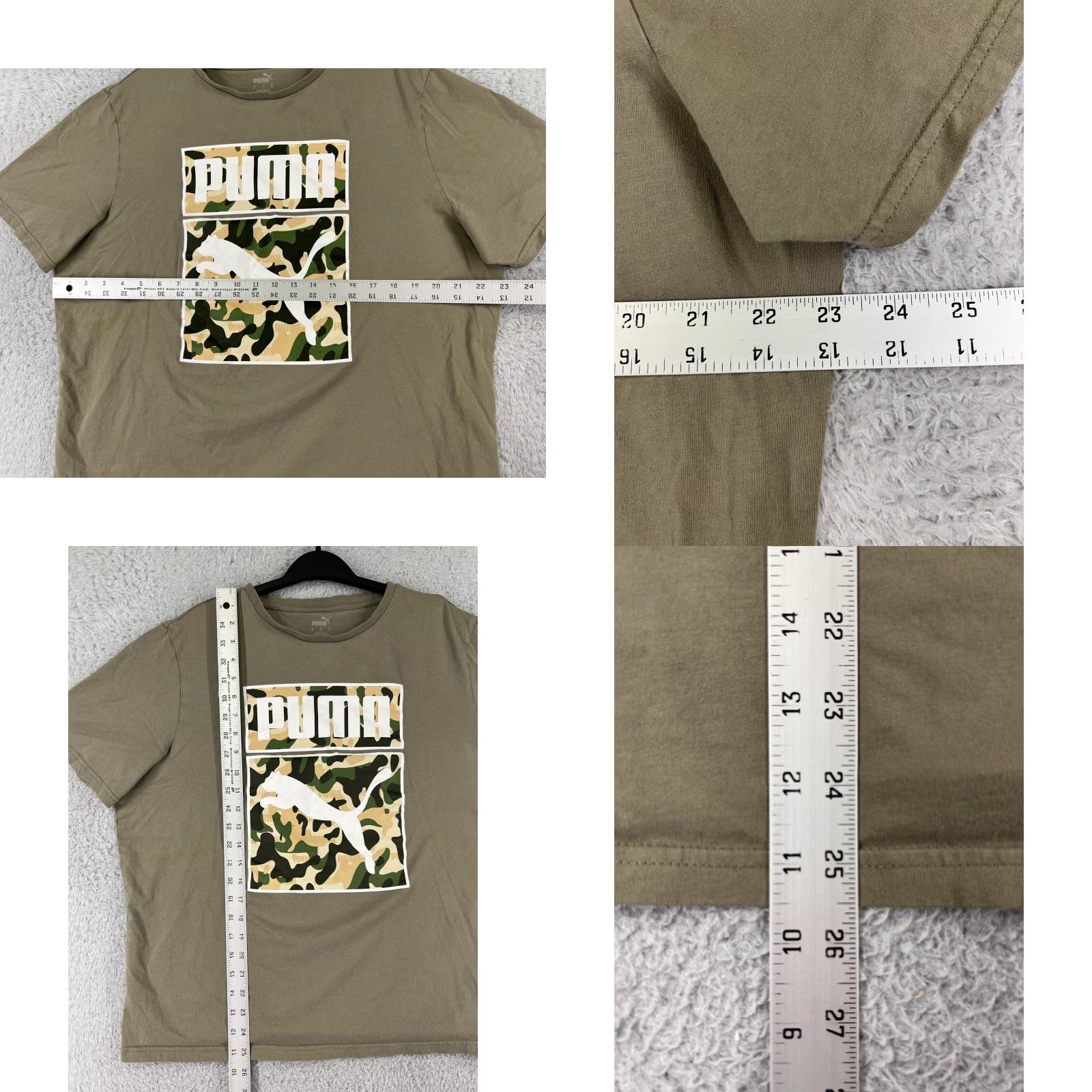 Puma Puma Shirt Mens XL Beige Camouflage Crew Neck Cotton Jersey One Shot Logo Size US XL / EU 56 / 4 - 9 Thumbnail