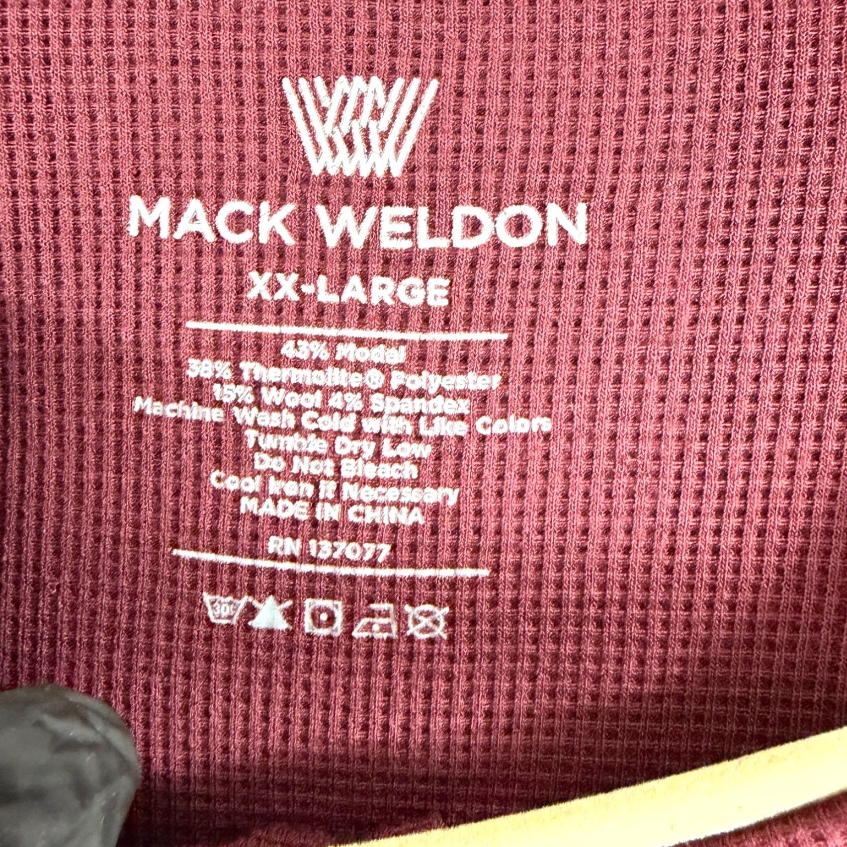 Vintage Mack Weldon Henley Shirt Mens 2XL Maroon Long Sleeve Thermal Crew Neck Shirt Size US XXL / EU 58 / 5 - 7 Thumbnail