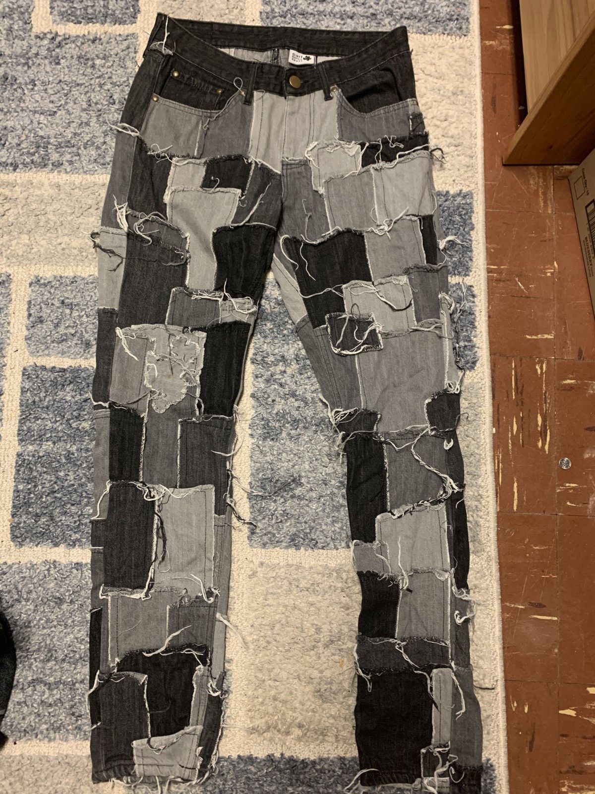 image of Alternative x Vintage Earftones Patch Pants Patchwork Denim in Grey, Men's (Size 32)