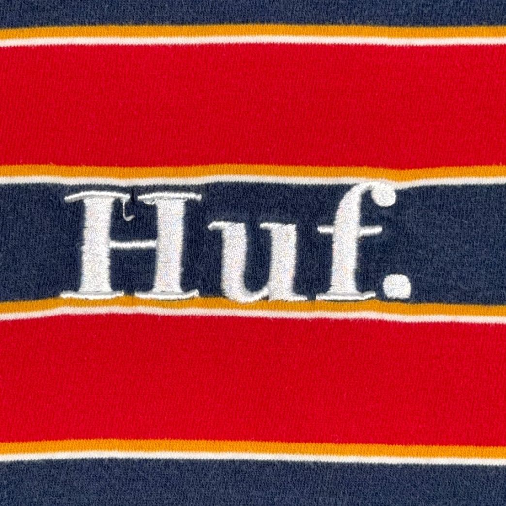 Huf HUF Shirt Adult LARGE Blue Red Yellow Striped Logo LS T-Shirt Crew Neck Cotton Long Sleeve Vintage? Size US L / EU 52-54 / 3 - 2 Thumbnail