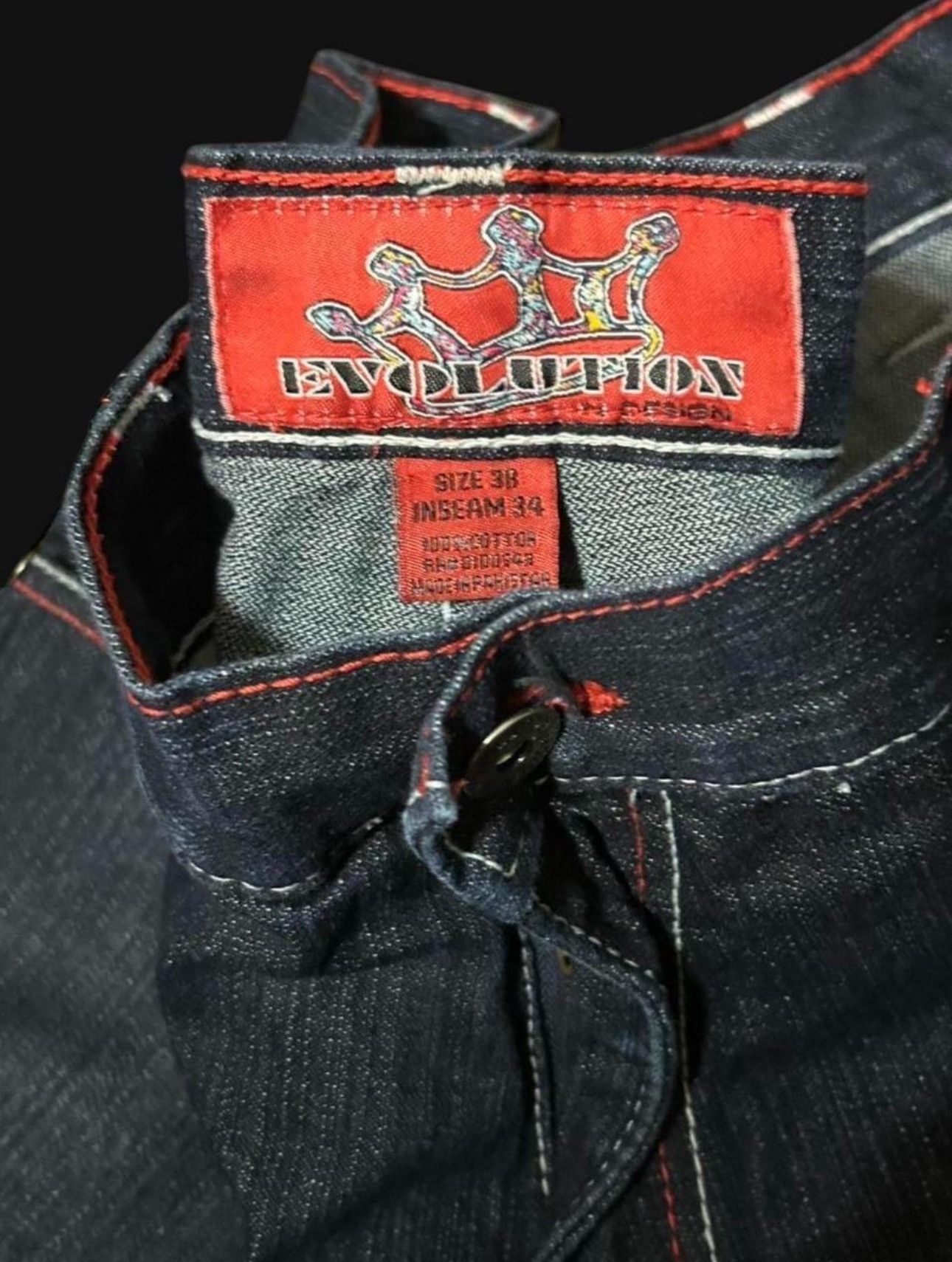 Other Y2K Baggy Embroidered Crown Denim Jeans Dark Wash Size US 38 / EU 54 - 5 Thumbnail