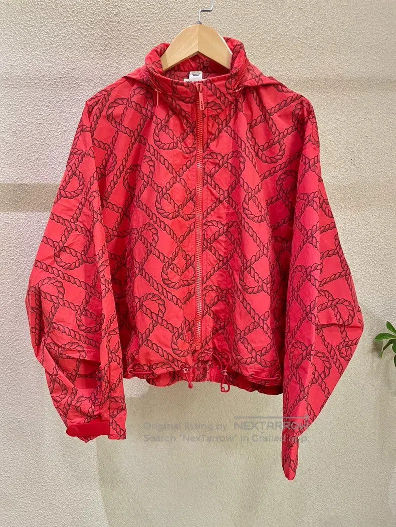 Hermes Hermes Red Rope Knot Printed Windbreaker Jacket Size XXS / US 00 / IT 34 - 1 Thumbnail