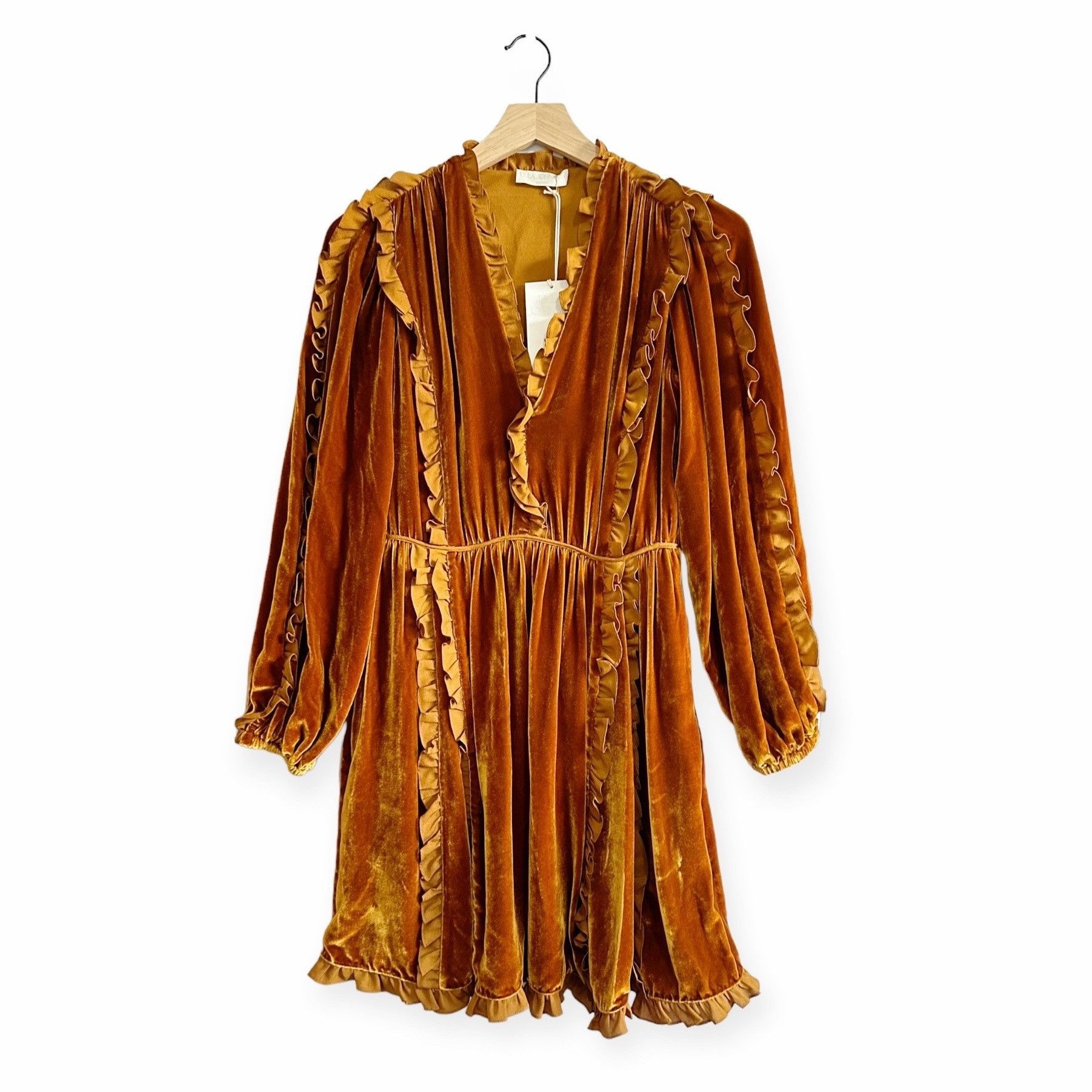 Ulla Johnson Erika Dress Velvet Ruffle Trim Size 0