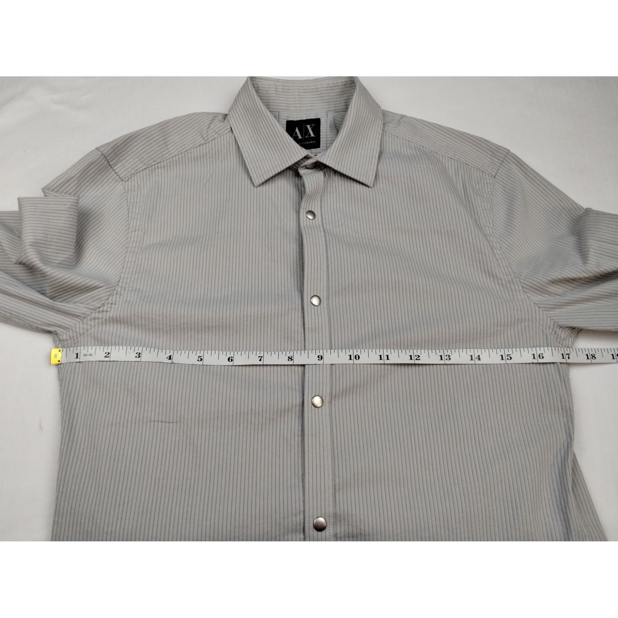Armani Exchange Armani Exchange Men's Grey Shirt/Silver Snaps Sz XS SKU 4008 Size US XS / EU 42 / 0 - 7 Thumbnail