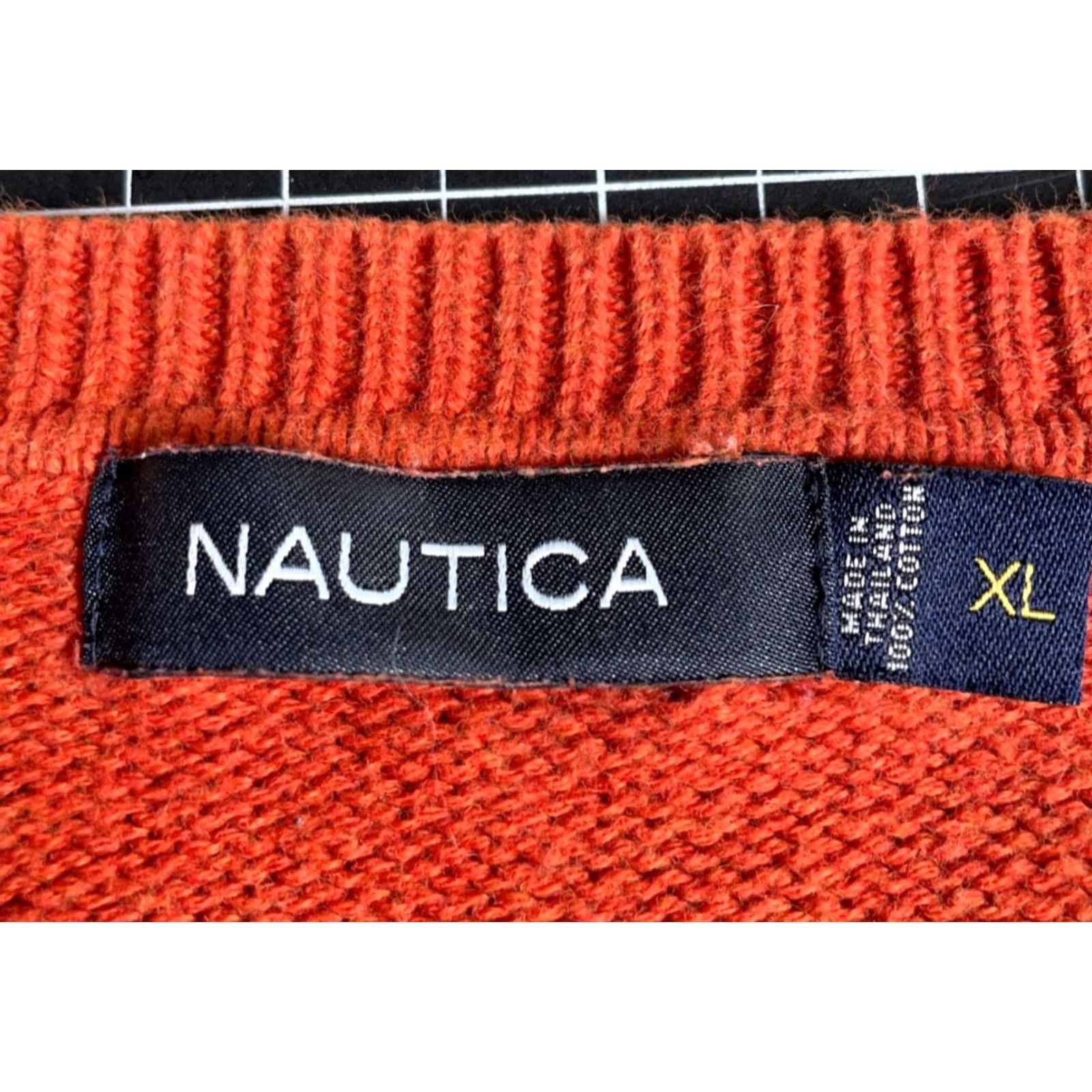 Nautica VINTAGE Nautica Sweater Men XL Orange Striped 100% Cotton Knit Crewneck Y2K VTG MENS Sweater Pullover Crew Neck Raglan? Size US XL / EU 56 / 4 - 3 Thumbnail