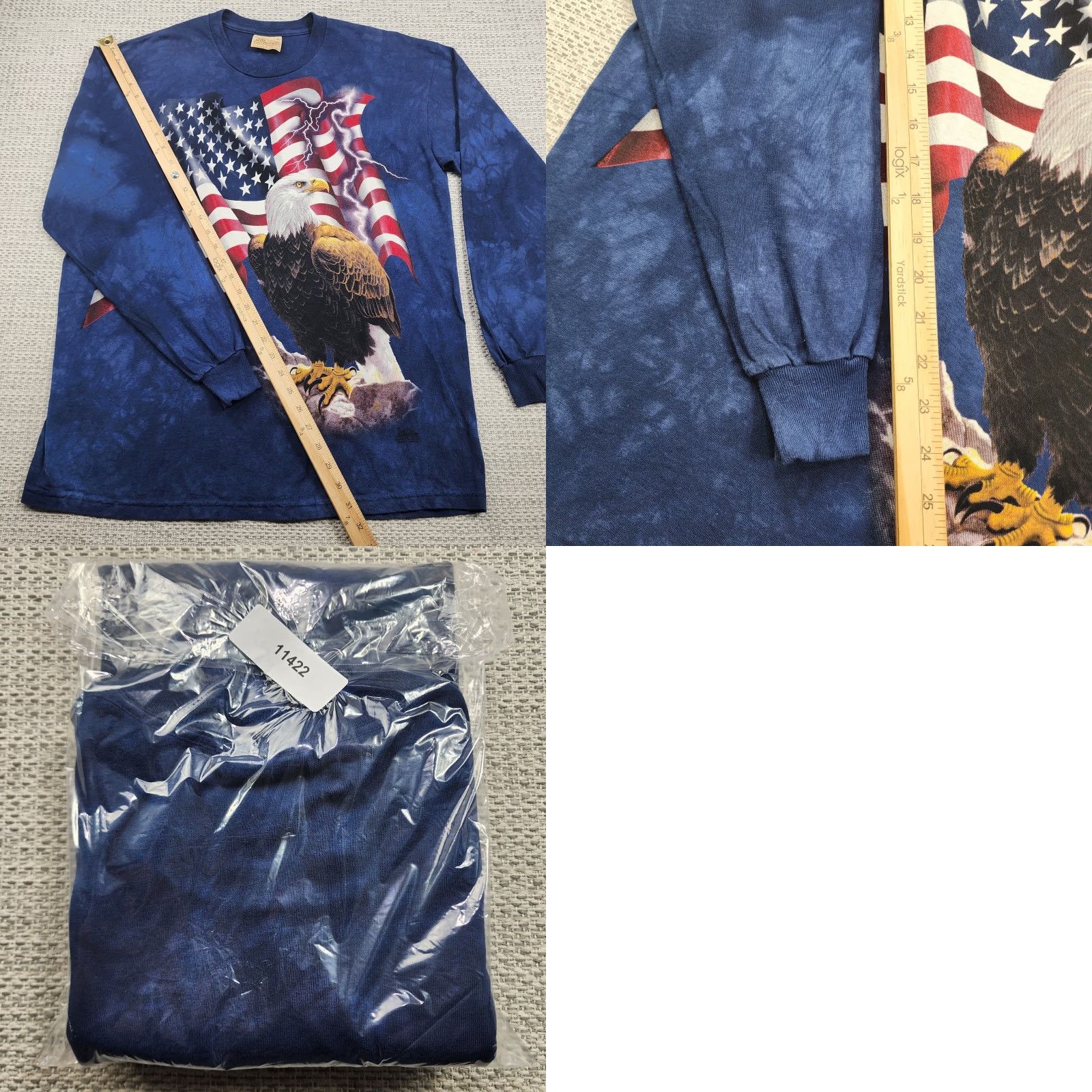 The Mountain VINTAGE? No — The Mountain Shirt Mens Large Blue Tie Dye Bald Eagle American Flag USA Graphic Shirt Mens L Blue Tie Dye Eagle Flag Graphic USA Size US L / EU 52-54 / 3 - 9 Thumbnail