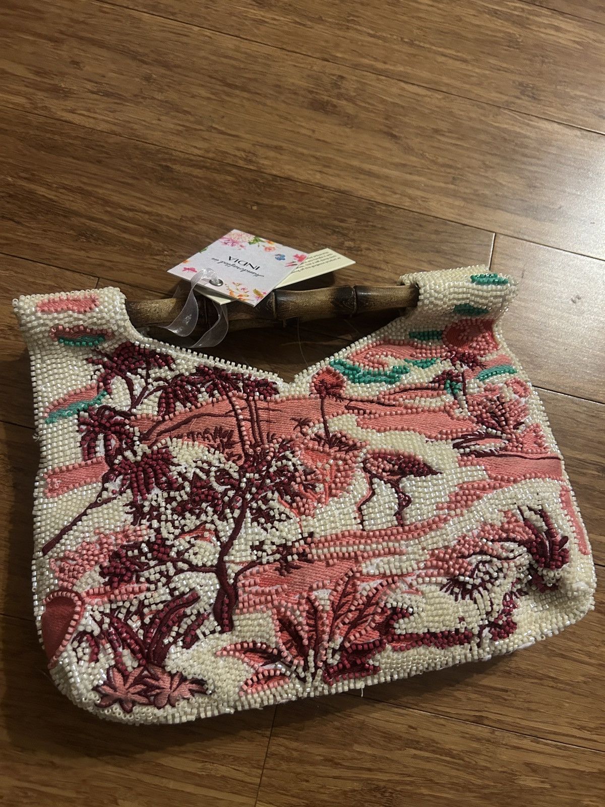 Other Handcrafted in India Beaded Bamboo Handle Clutch Size ONE SIZE - 8 Thumbnail