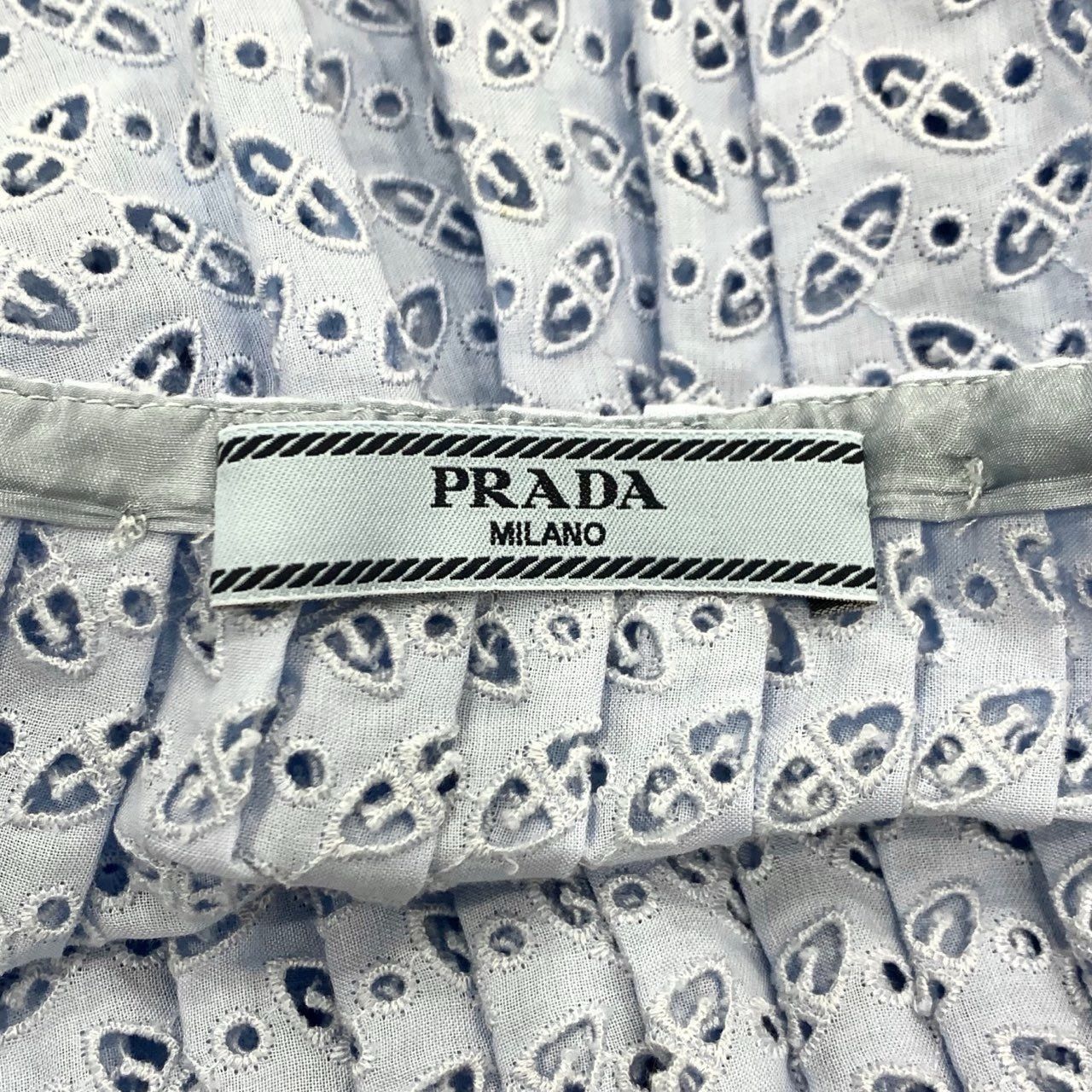 Prada [Prada] Embroidered Cut-Out Short Skirt 38/S Blue Size 38" / US 16 / IT 52 - 2 Thumbnail