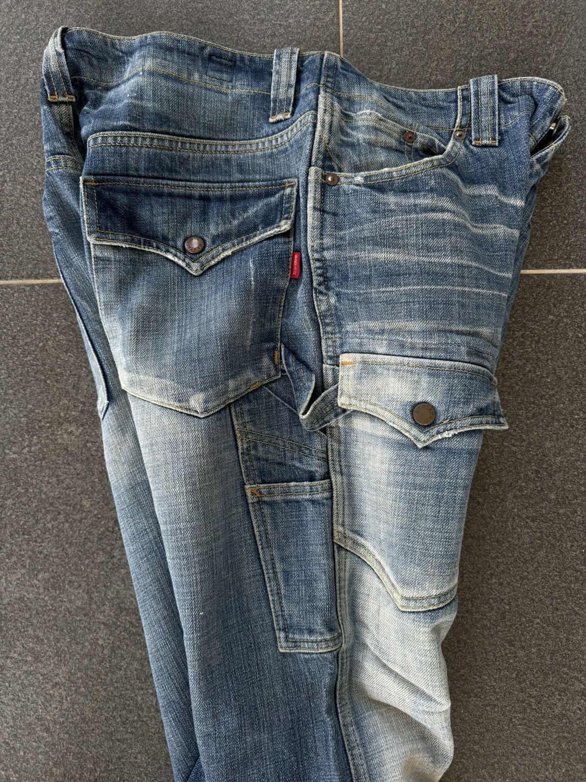 Japanese Brand Vintage Bartack Cargo Carpenter Jeans Size US 33 - 14 Thumbnail