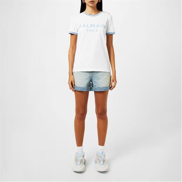 Balmain o1g2r1mq0924 T-Shirts in Blanc & Blue Size XS / US 0-2 / IT 36-38 - 6 Thumbnail