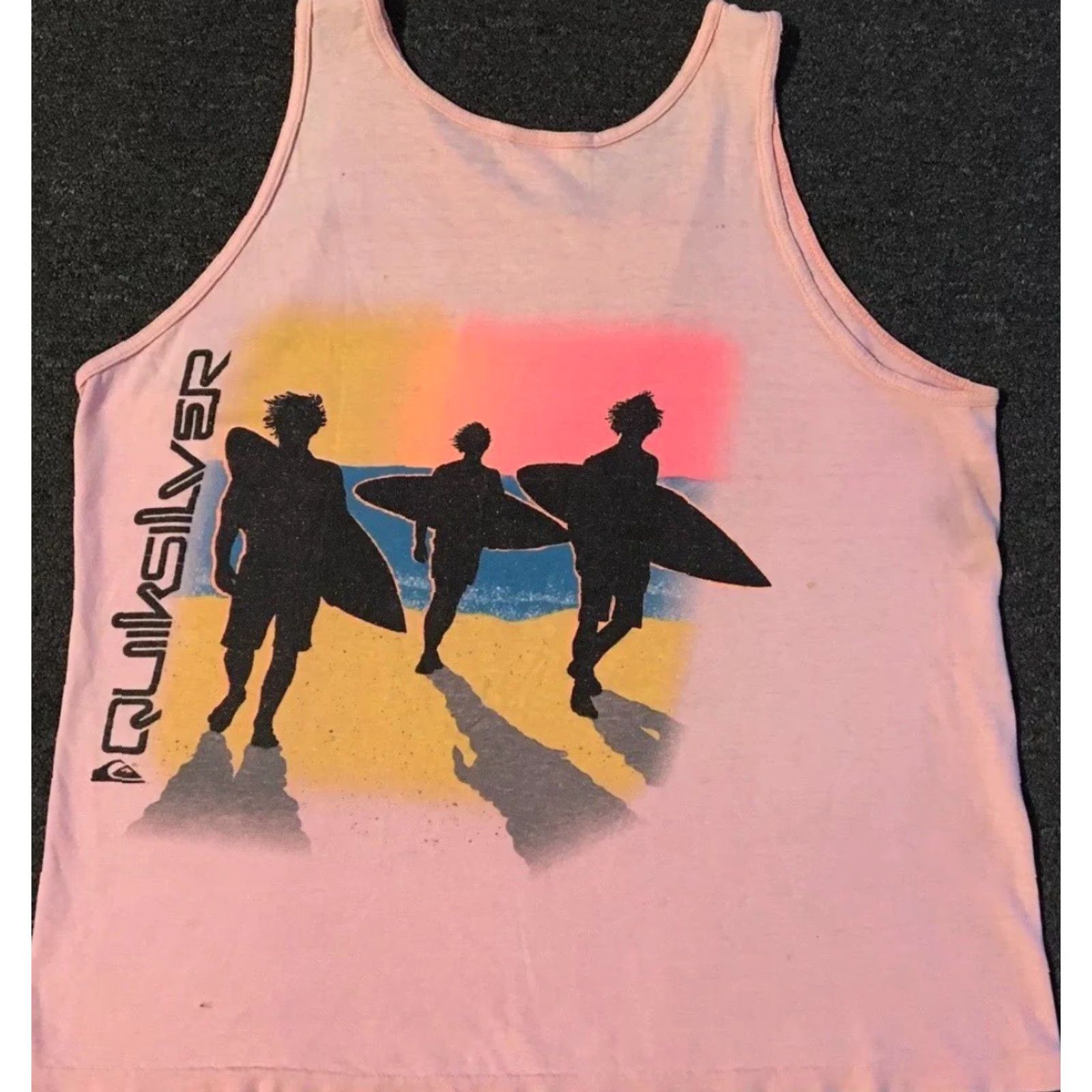 Quiksilver VINTAGE Quiksilver Tank Top Tee T-Shirt 80s 90s Beach Surf Grunge Pink S Men Graphic Tee Size US S / EU 44-46 / 1 - 2 Thumbnail