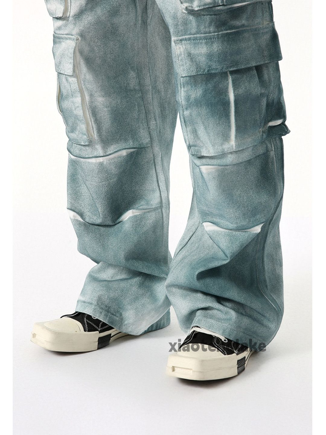 Jean Unisex outdoor tie dye loose baggy hiphop cargo pants Size US 32 / EU 48 - 7 Thumbnail