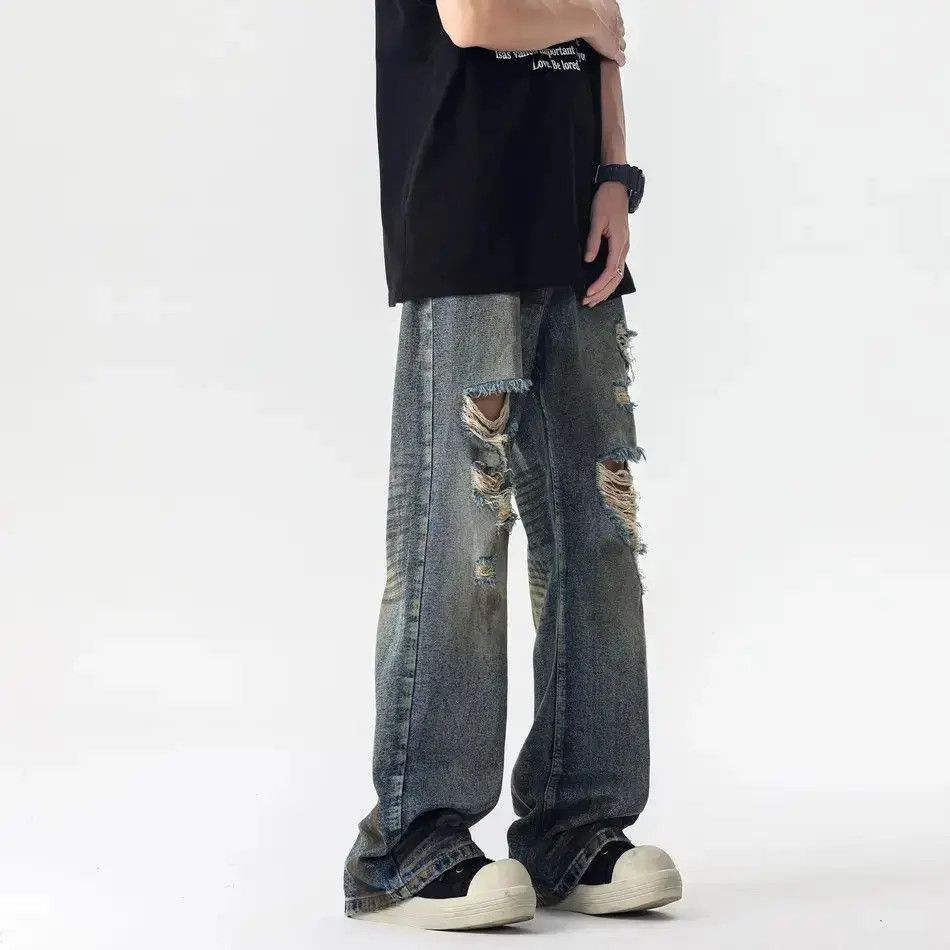 Japanese Brand Retro loose splashed ink ripped jeans Size US 32 / EU 48 - 3 Thumbnail