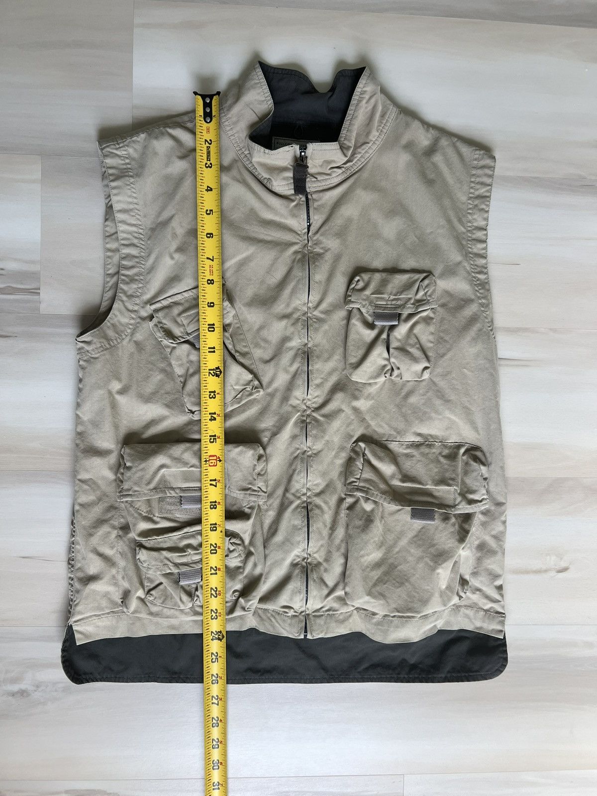 Bugle Boy × Vintage Bugle Boy Co. Vest Sz L Beige Military Full Zip, Pockets VTG Size US L / EU 52-54 / 3 - 4 Thumbnail