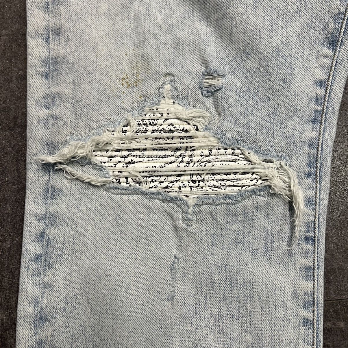 Amiri Amiri MX1 White Cracked Leather Patch Jeans Clay Indigo Size US 36 / EU 52 - 4 Thumbnail
