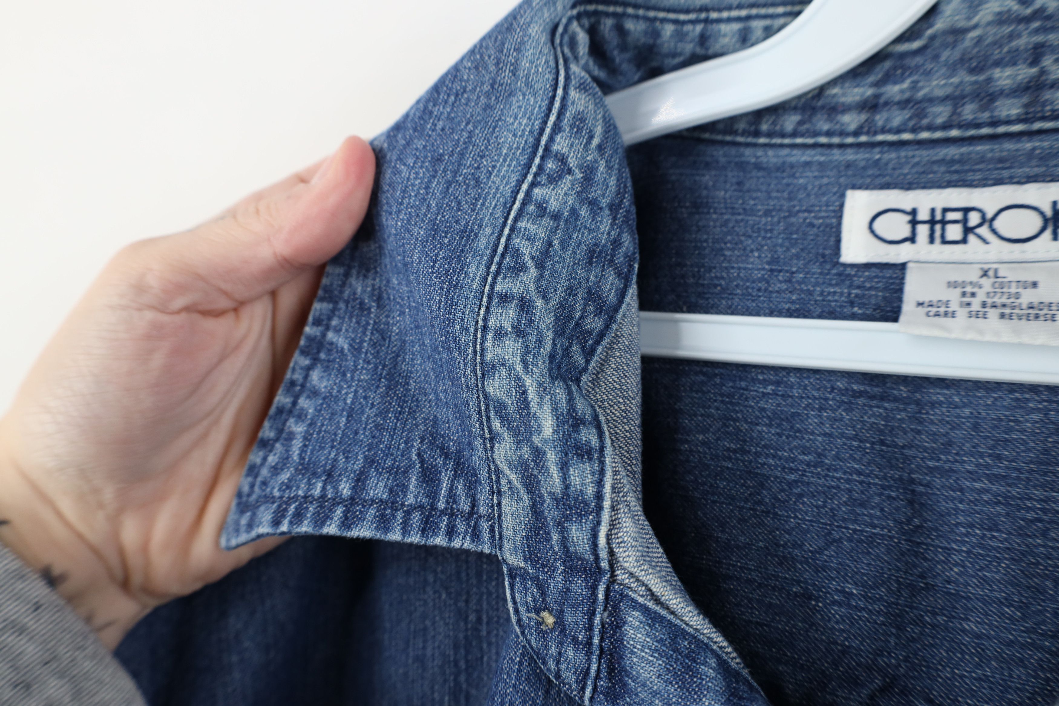 Vintage Vintage 90s Streetwear Short Sleeve Collared Denim Shirt Size US XL / EU 56 / 4 - 9 Thumbnail