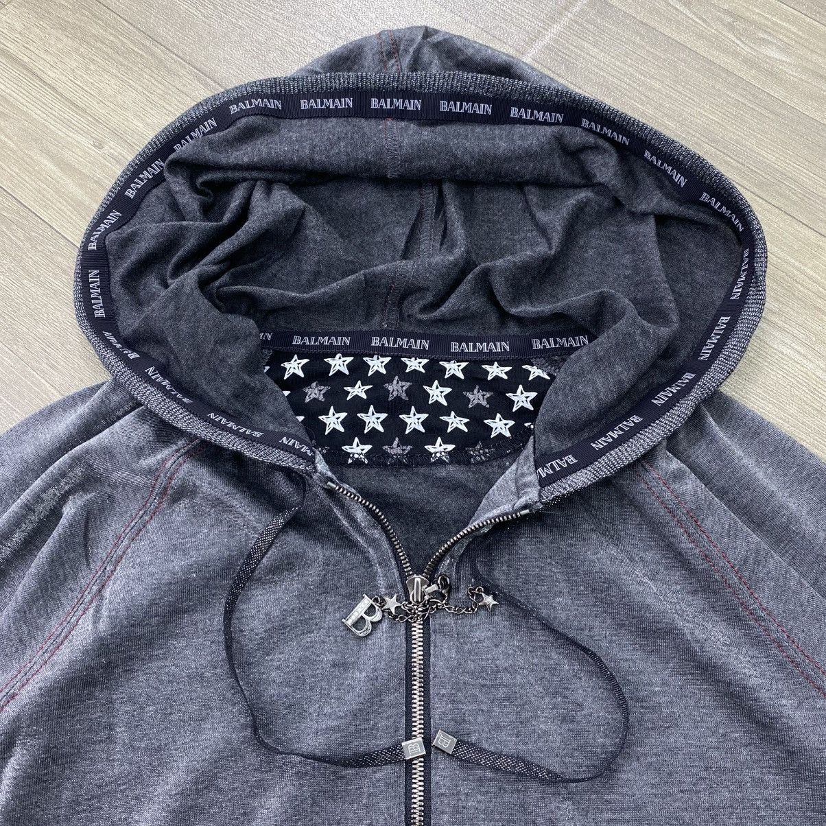 Balmain Vintage Balmain Paris Dark Gray Velour Zip-Up Hoodie Luxury Size US M / EU 48-50 / 2 - 6 Thumbnail