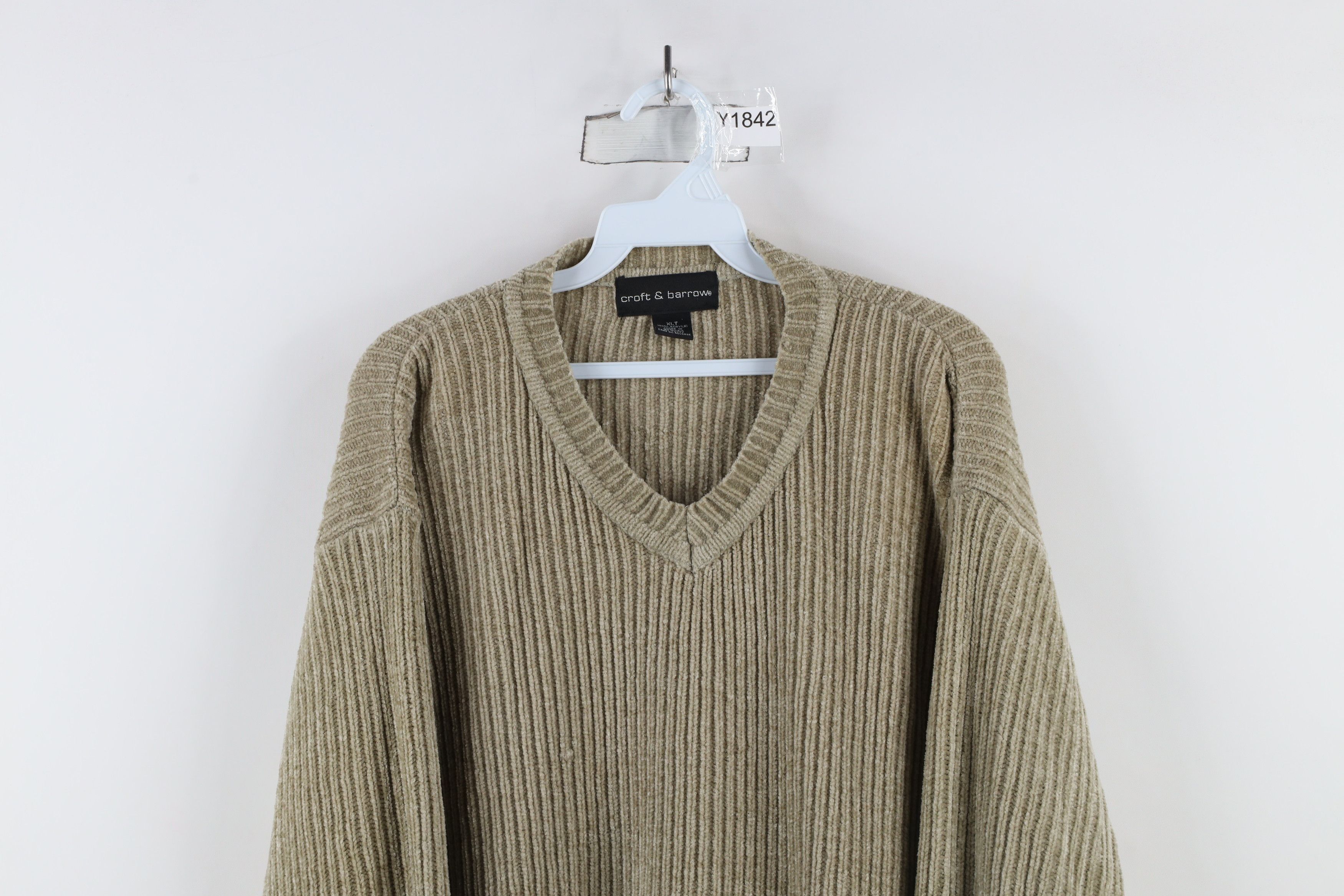 Vintage Vintage 90s Streetwear Fleece Ribbed Knit Sweater Beige Size US XL / EU 56 / 4 - 2 Thumbnail