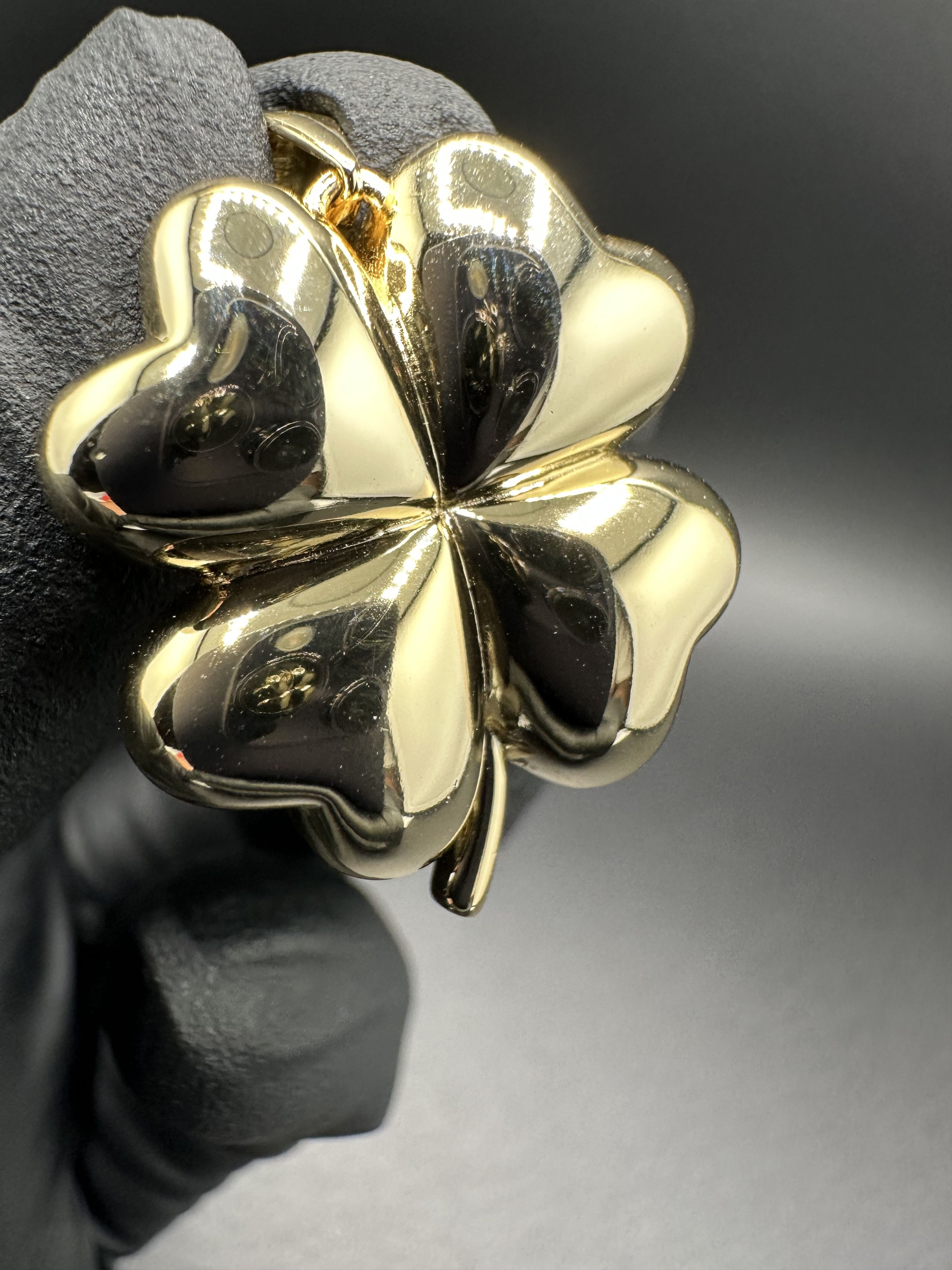 Jewelry 14KT GOLD OVER STERLING SILVER 925 4 LEAF CLOVER PENDANT Size ONE SIZE - 6 Thumbnail