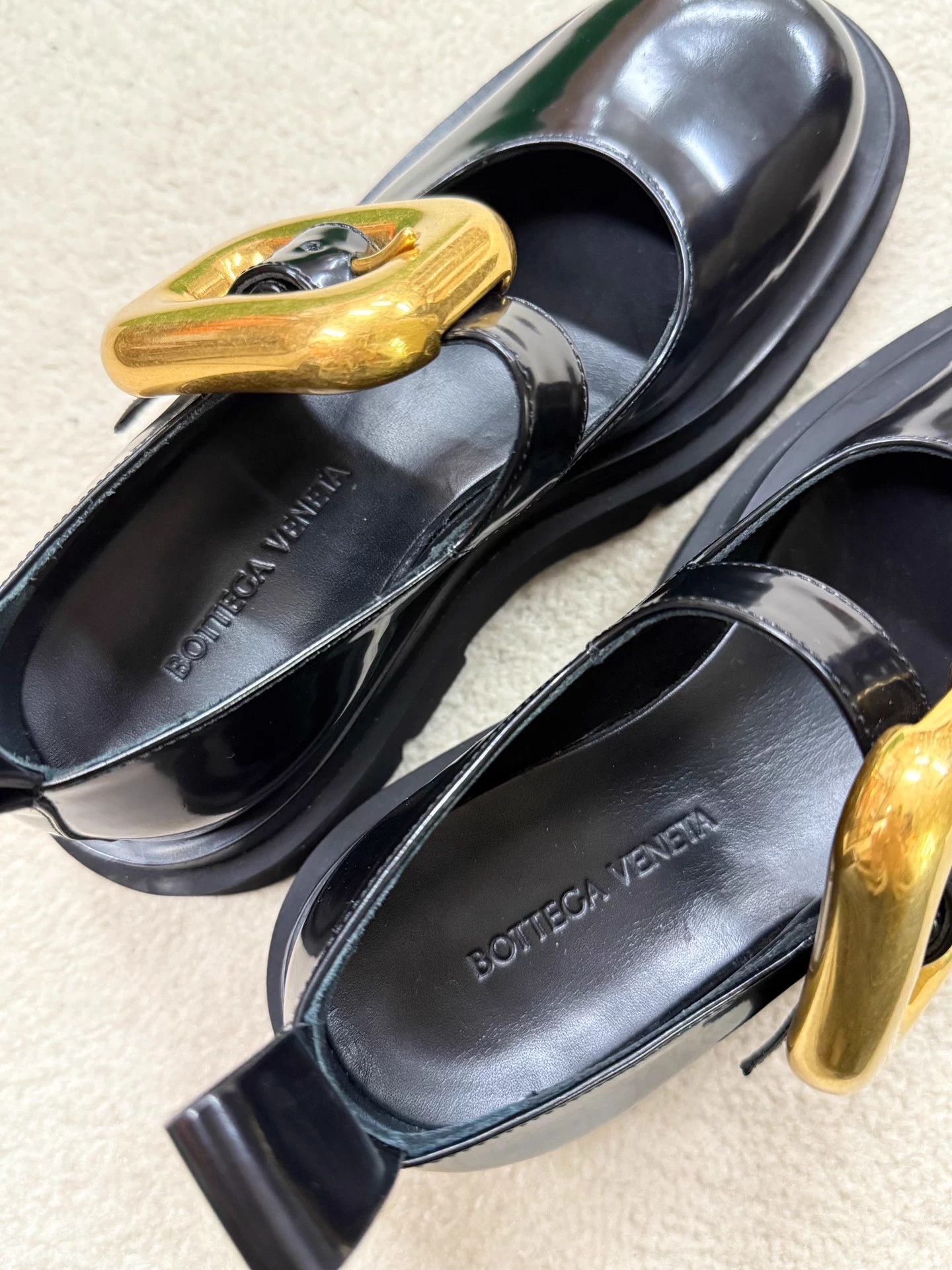 Bottega Veneta BV Black Gold Buckle Mary Janes 35 unused Size US 5 / IT 35 - 4 Thumbnail