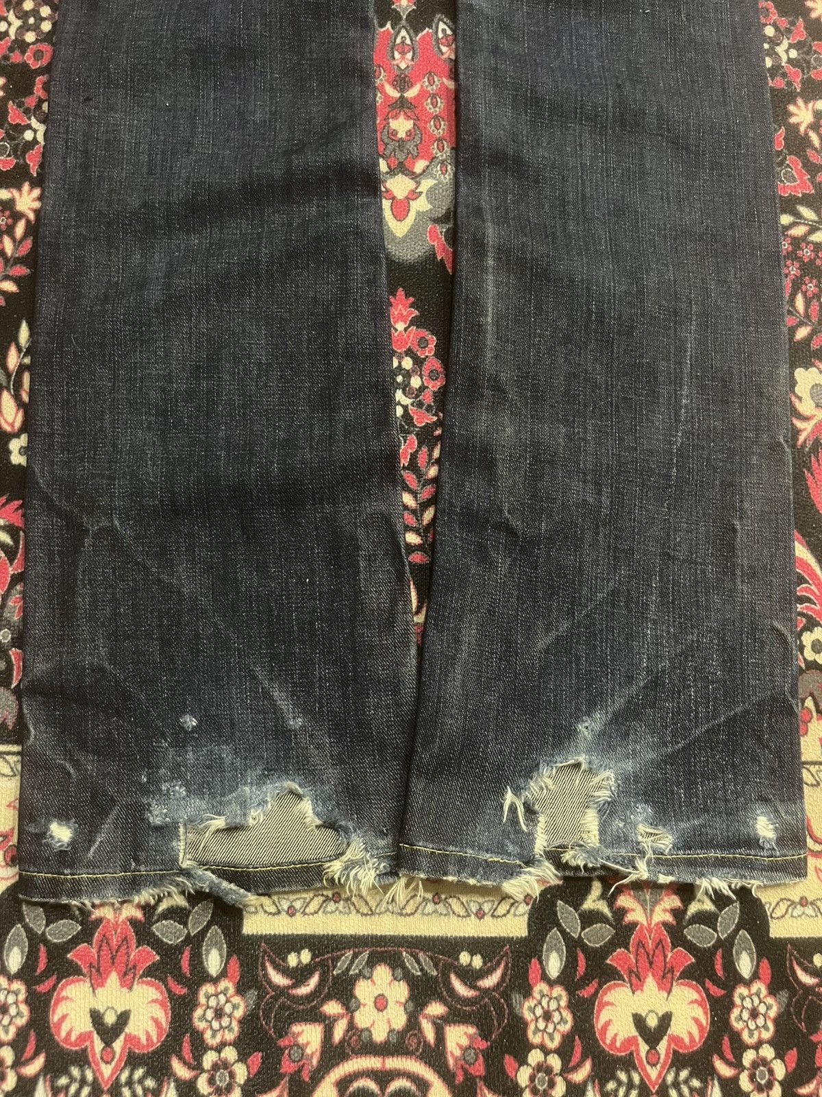 Replay Vintage Replay Dark Blue Faded Washed Frayed Leg Flare Jeans Size 26" / US 2 / IT 38 - 12 Thumbnail