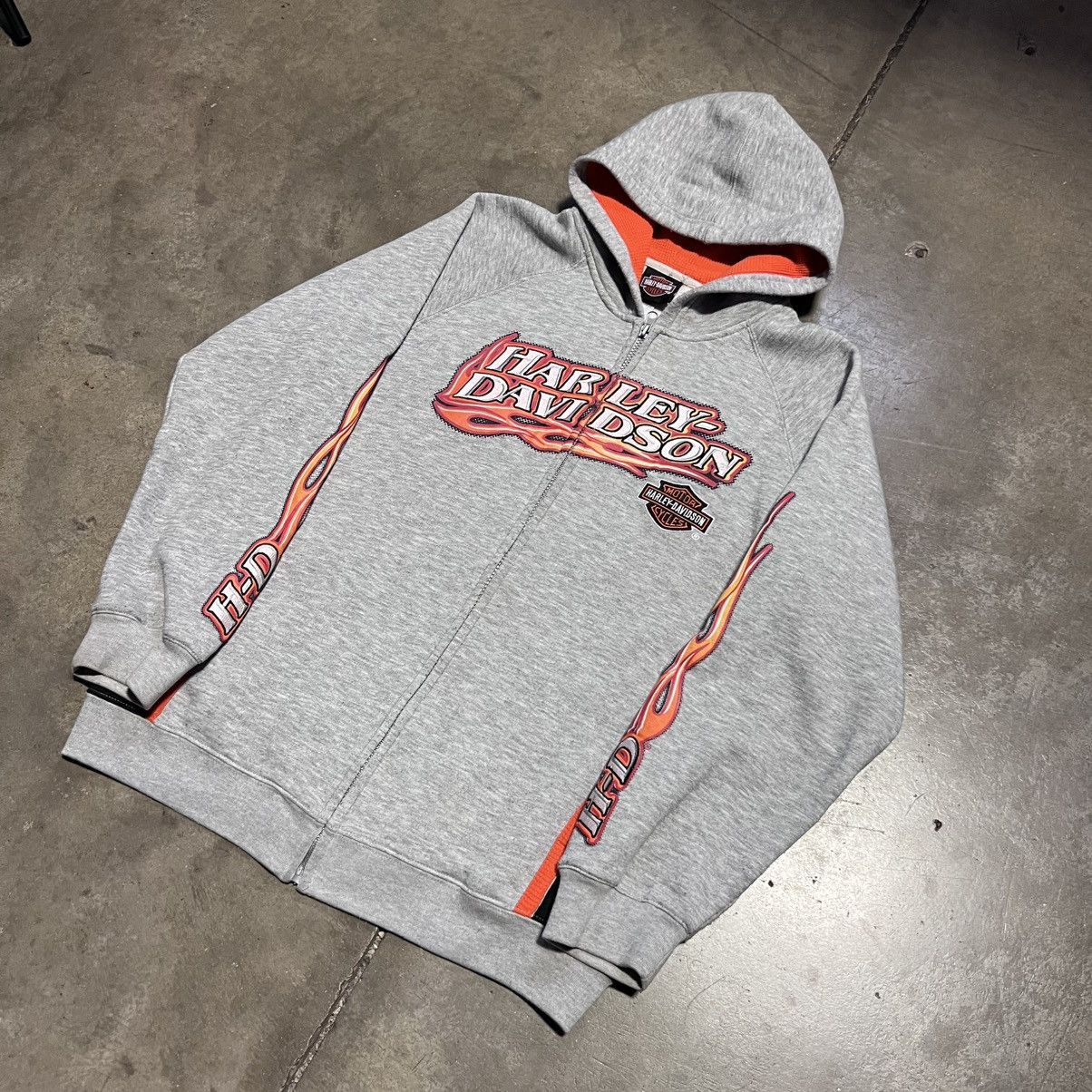Harley Davidson Vintage Harley Davidson Flame Sleeve Zip Up Hoodie Y2K Biker Size US S / EU 44-46 / 1 - 8 Thumbnail