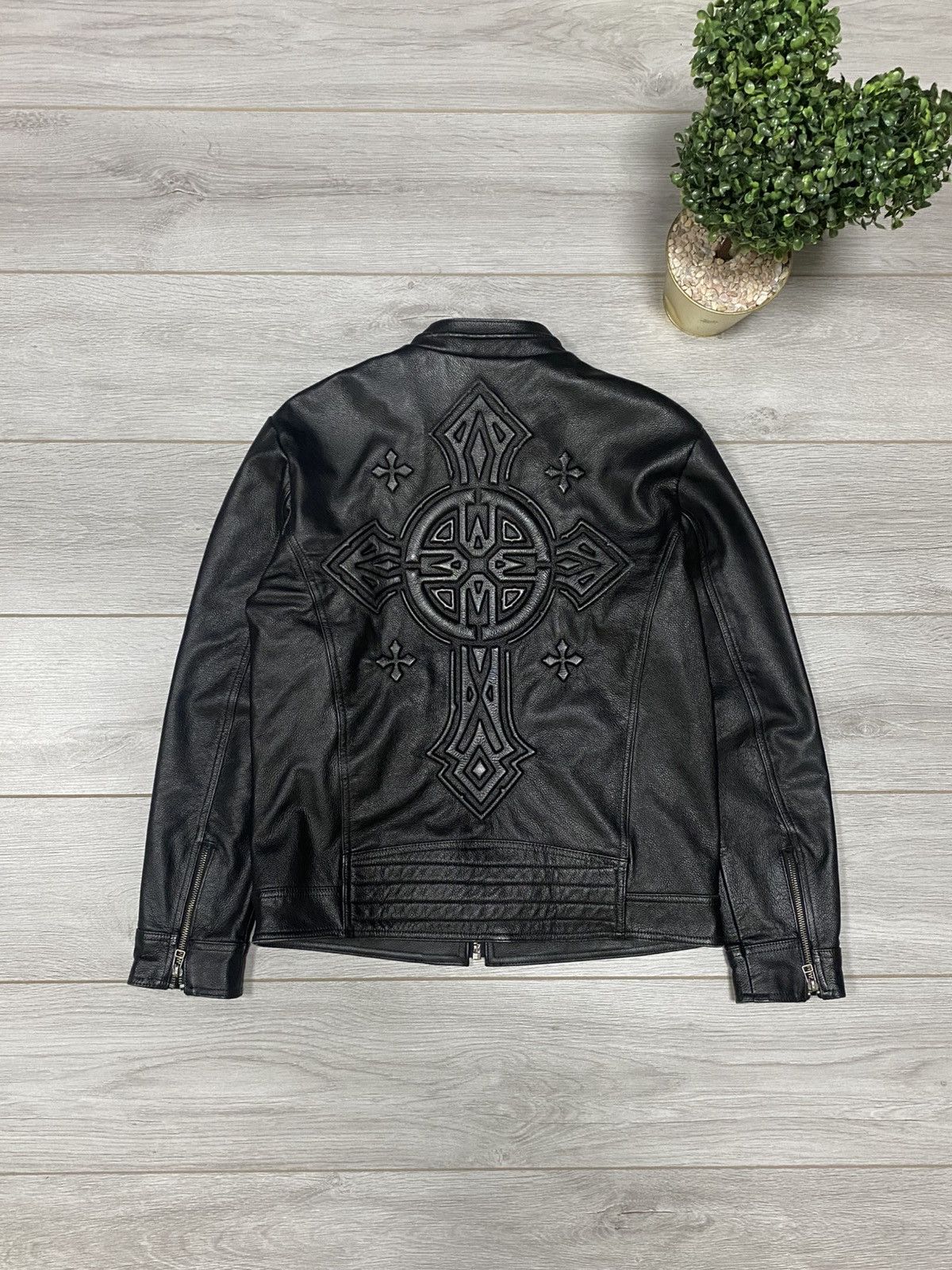 Affliction Affliction style big 3d cross Affiliation leather jacket Size US M / EU 48-50 / 2 - 1 Thumbnail
