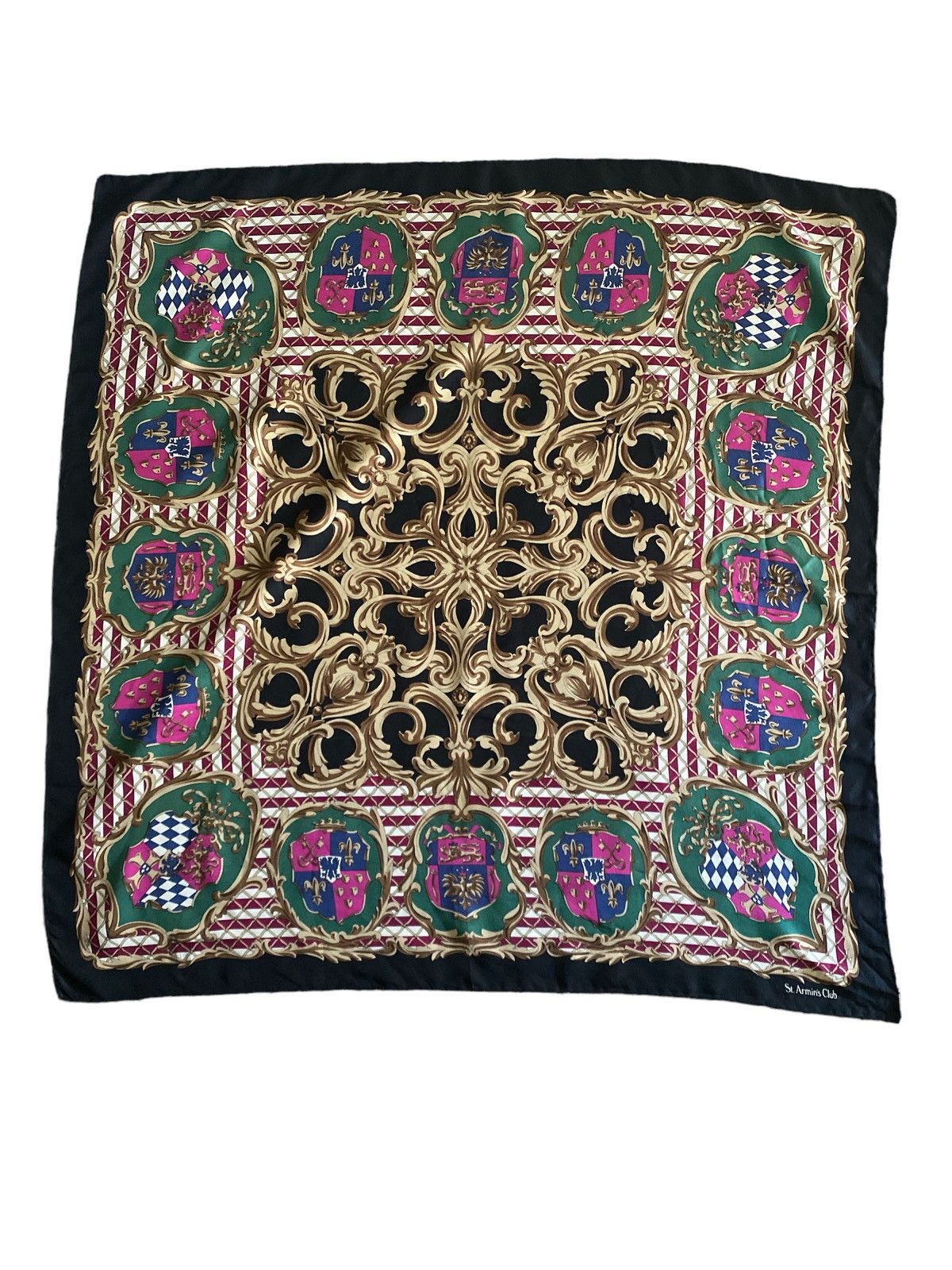 image of Sik Silk x Vintage St Armins Club Silk Scarf 30” in Black, Women's