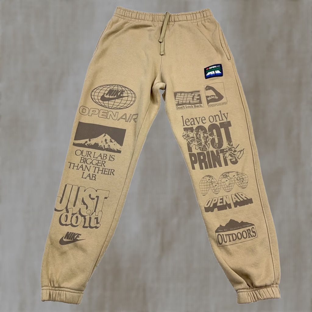 Nike Nike Sweatpants Men Small Brown Club FLeece Open Air Performance Tapered AOP Regular Size US 29 - 1 Thumbnail
