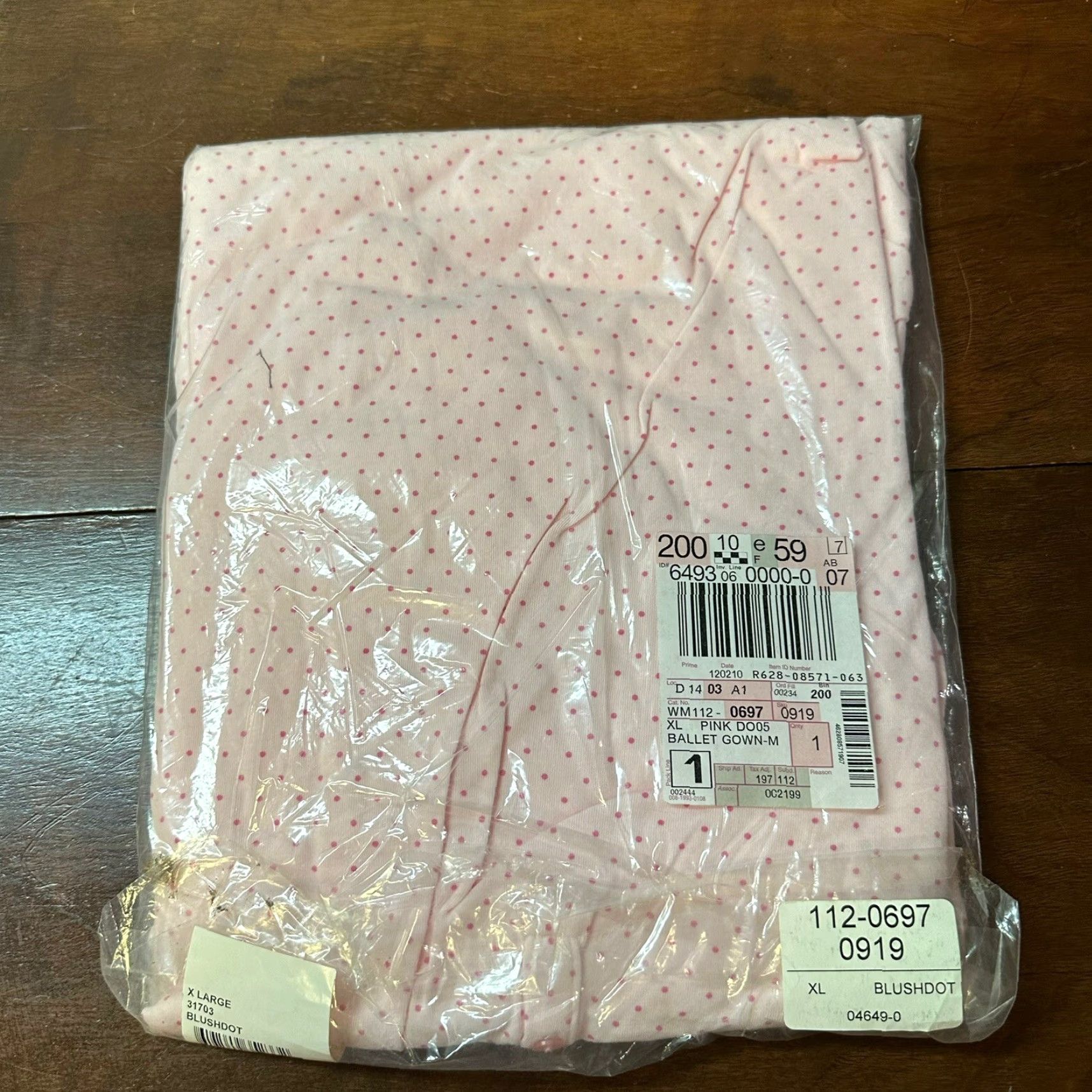 Pinko VINTAGE Celestial Dreams Gown Nightgown Long Cotton Flannel Pink Polka Dot XL NEW NOS 1990s Womens Nightgown Size ONE SIZE - 4 Thumbnail