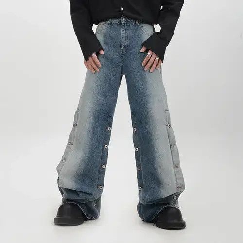 Japanese Brand × Vintage Button design wide leg loose jeans trousers y2k Size US 32 / EU 48 - 3 Thumbnail