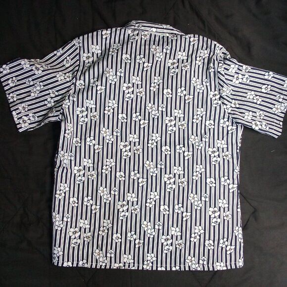 Other Vintage Judy Bond Striped Floral Polyester Disco Shirt Size M / US 6-8 / IT 42-44 - 4 Thumbnail