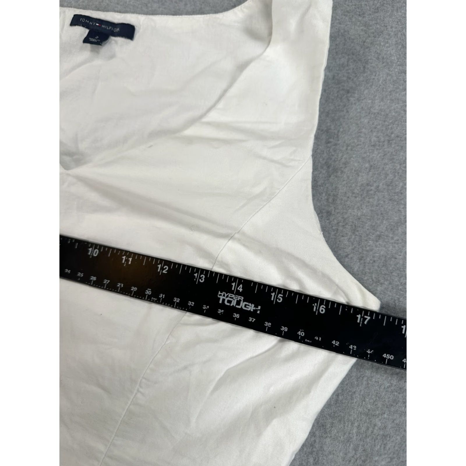 Tommy Hilfiger Tommy Hilfiger Dress Womens 2 White Sleeveless V-Neck Eyelet Hem Cotton Sheath Size XS / US 0-2 / IT 36-38 - 5 Thumbnail