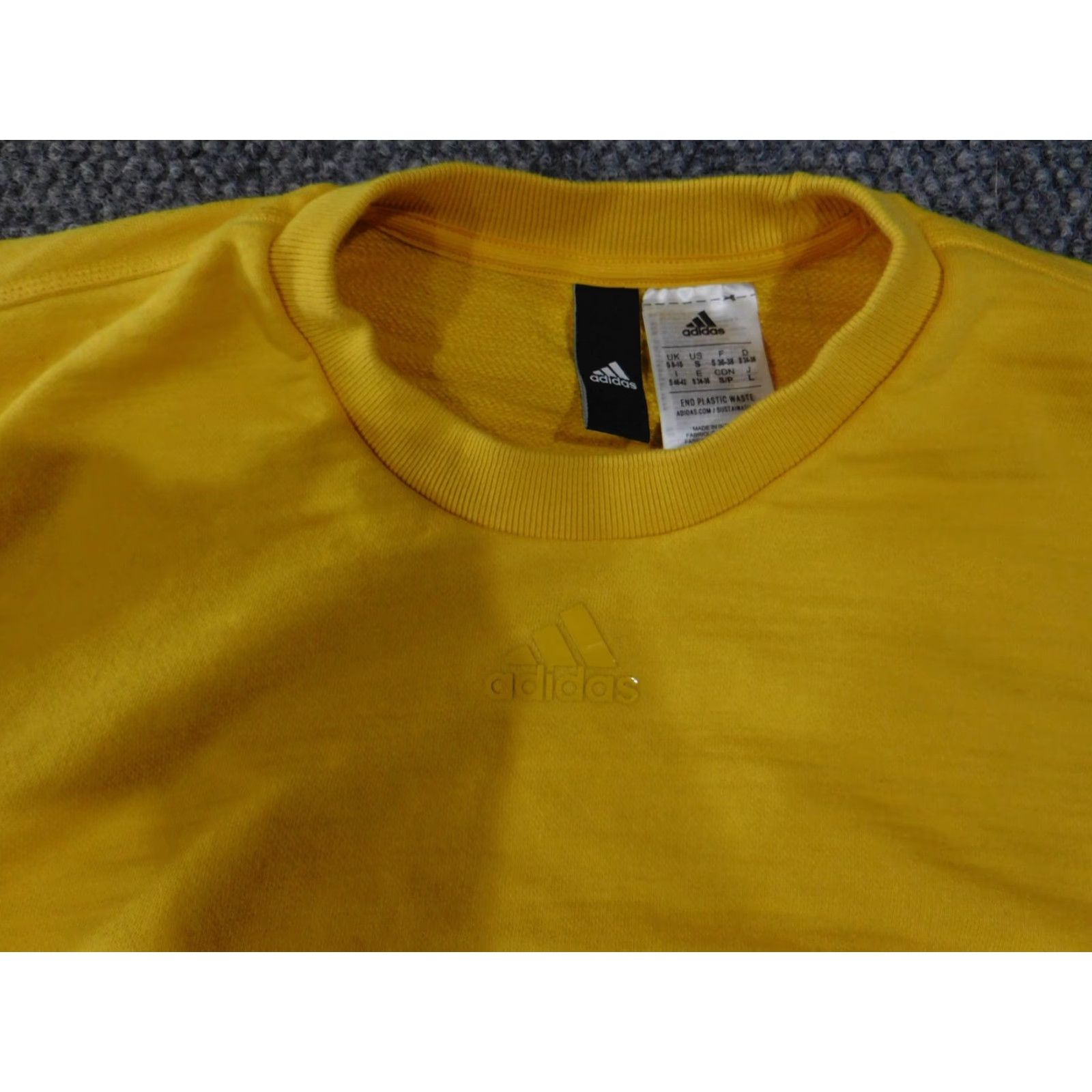 Adidas Adidas Sweatshirt Womens Small Yellow Cropped 3-Stripes Drawstring Crewneck Size S / US 4 / IT 40 - 4 Thumbnail