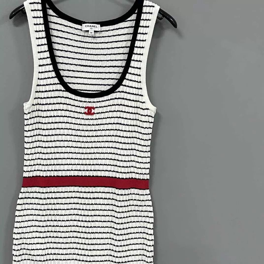 Chanel Chanel 24P striped bicolor knit vest dress women's Size XS / US 0-2 / IT 36-38 - 2 Thumbnail